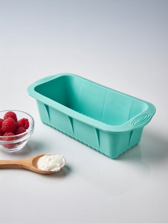 Seitlich Angeordnete Kuchenform Aus Silikon Für Bananenbrot, Gebäck, Kuchen, Rechteckige Kekse, Desserts, Brownies Und Mehr – Hochwertige Antihaftbeschichtung – In Pastellblau