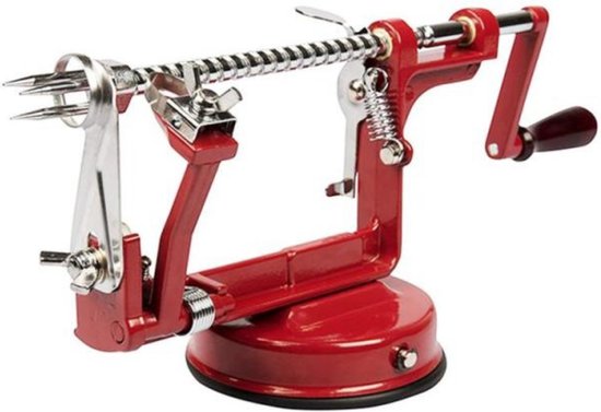Apfelschäler – 3-in-1 – Apfelschäler – Apfelentkerner – Edelstahl – Rot