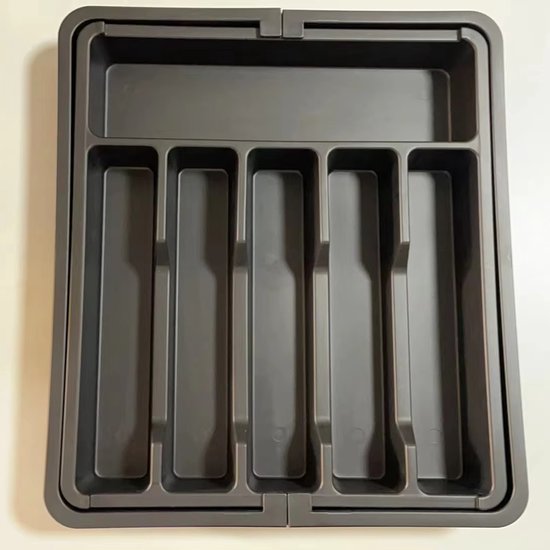 Ceruzo Verstellbarer Besteckkasten – Erweiterbar Von 6 Auf 8 Fächer – 33–57 X 38 X 5,5 Cm – Organizer – Schwarz