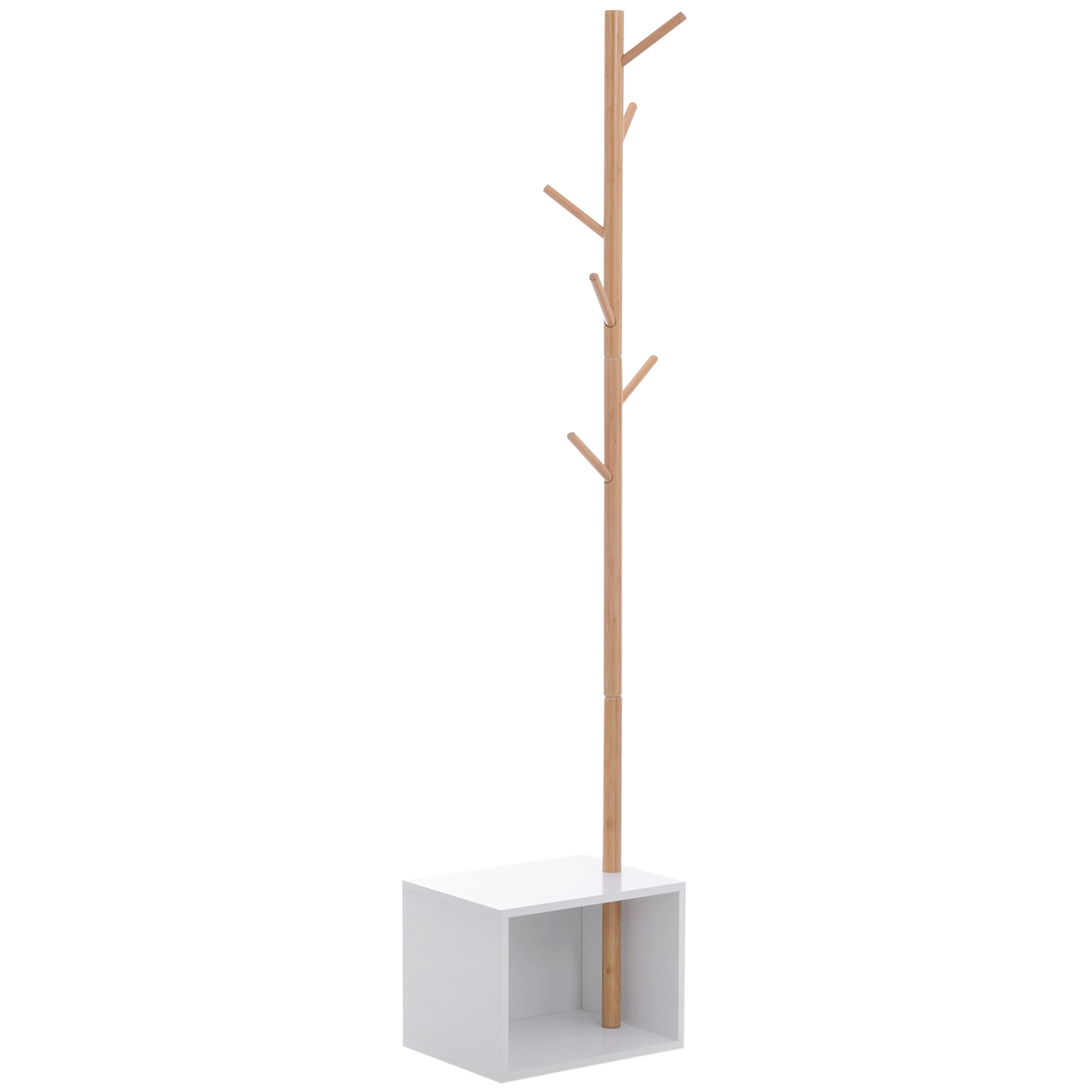 Gemütliche 2-in-1-garderobe Und Aufbewahrungseinheit, 40 X 30 X 180 Cm (l X B X H), Weißes Mdf, Massivholz, Bambus