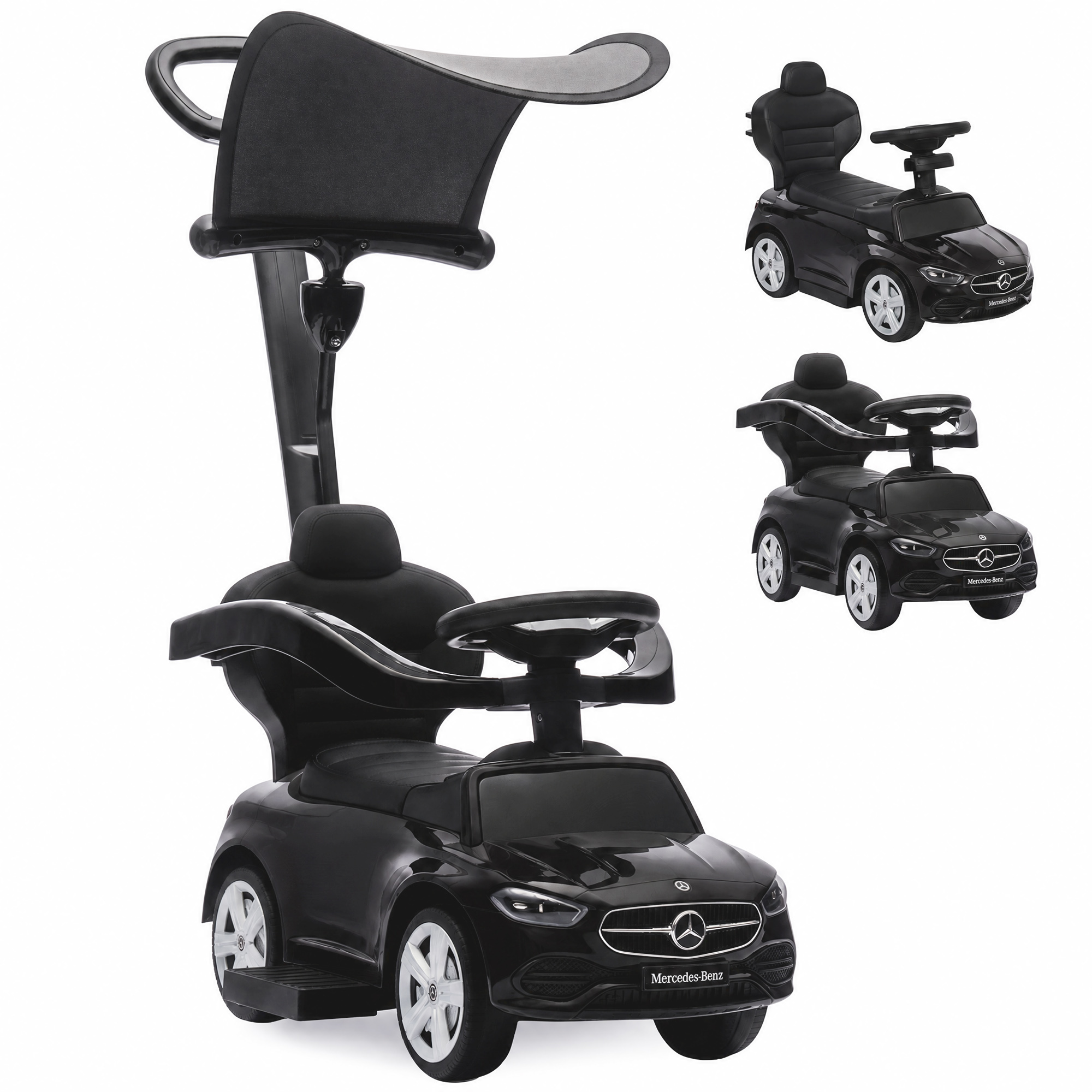 3-in-1 Rutschauto Mit Schiebstange Mercedes-benz Schwarz