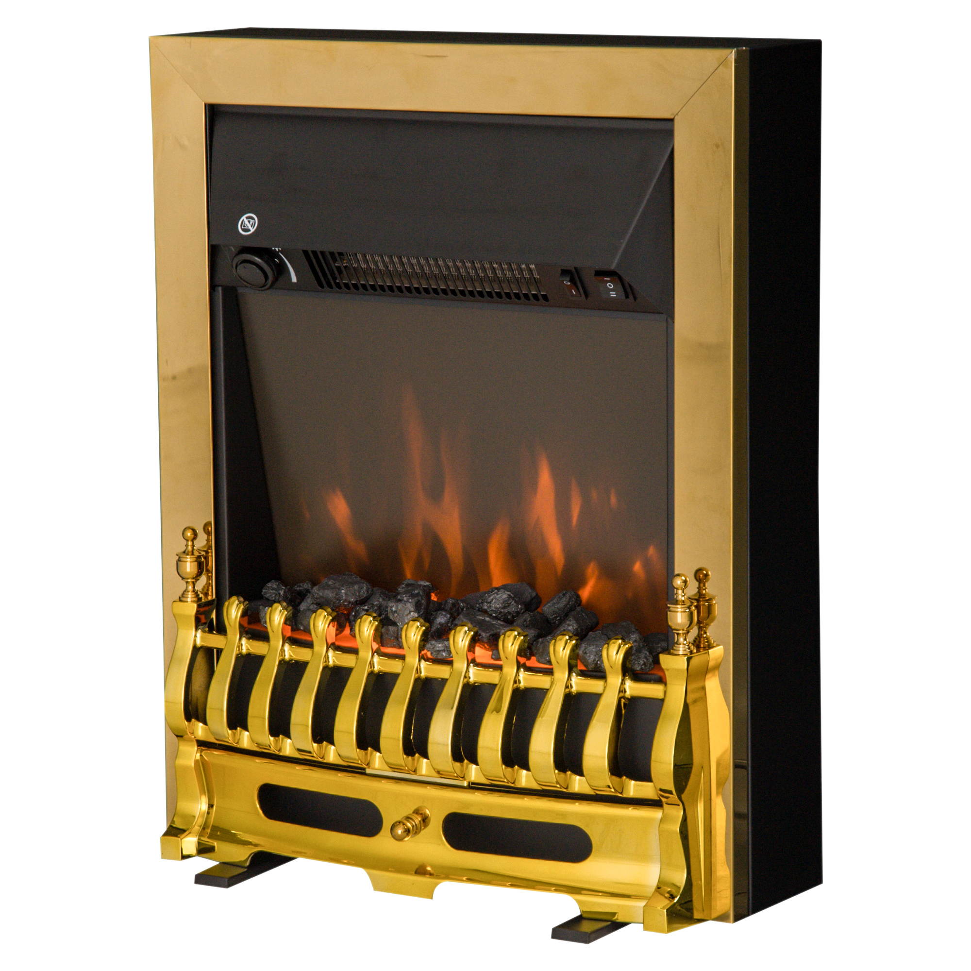 Homcom Elektrokamin Mit Flammeneffekt, Neo-retro-stil, Thermostat, 1000–2000 W, Schwarz/gold
