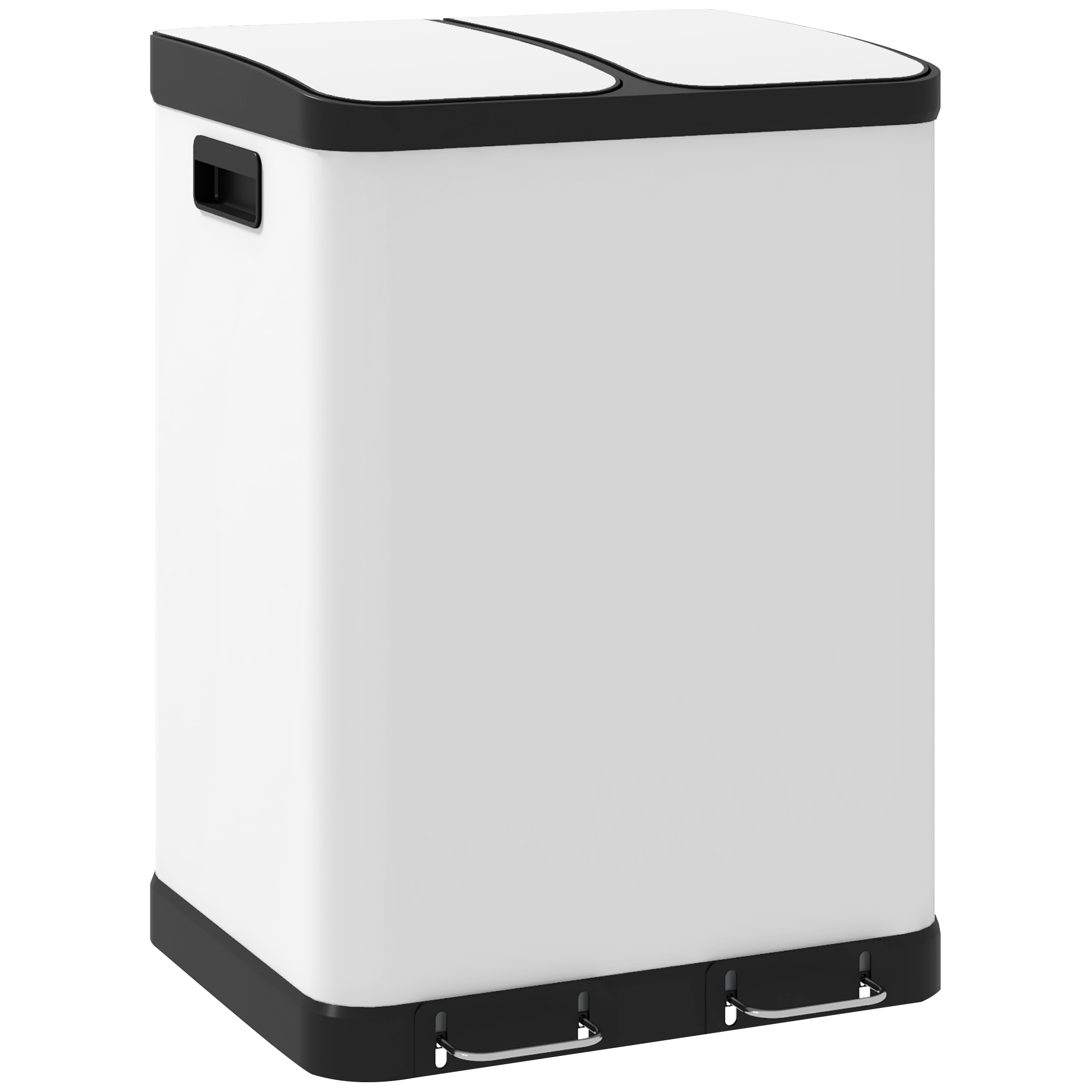 Küchenabfalleimer 2 X 30 L Mit Metallpedal, 2 Fächer, Deckel Mit Soft-close-funktion, 60 L, Weiß