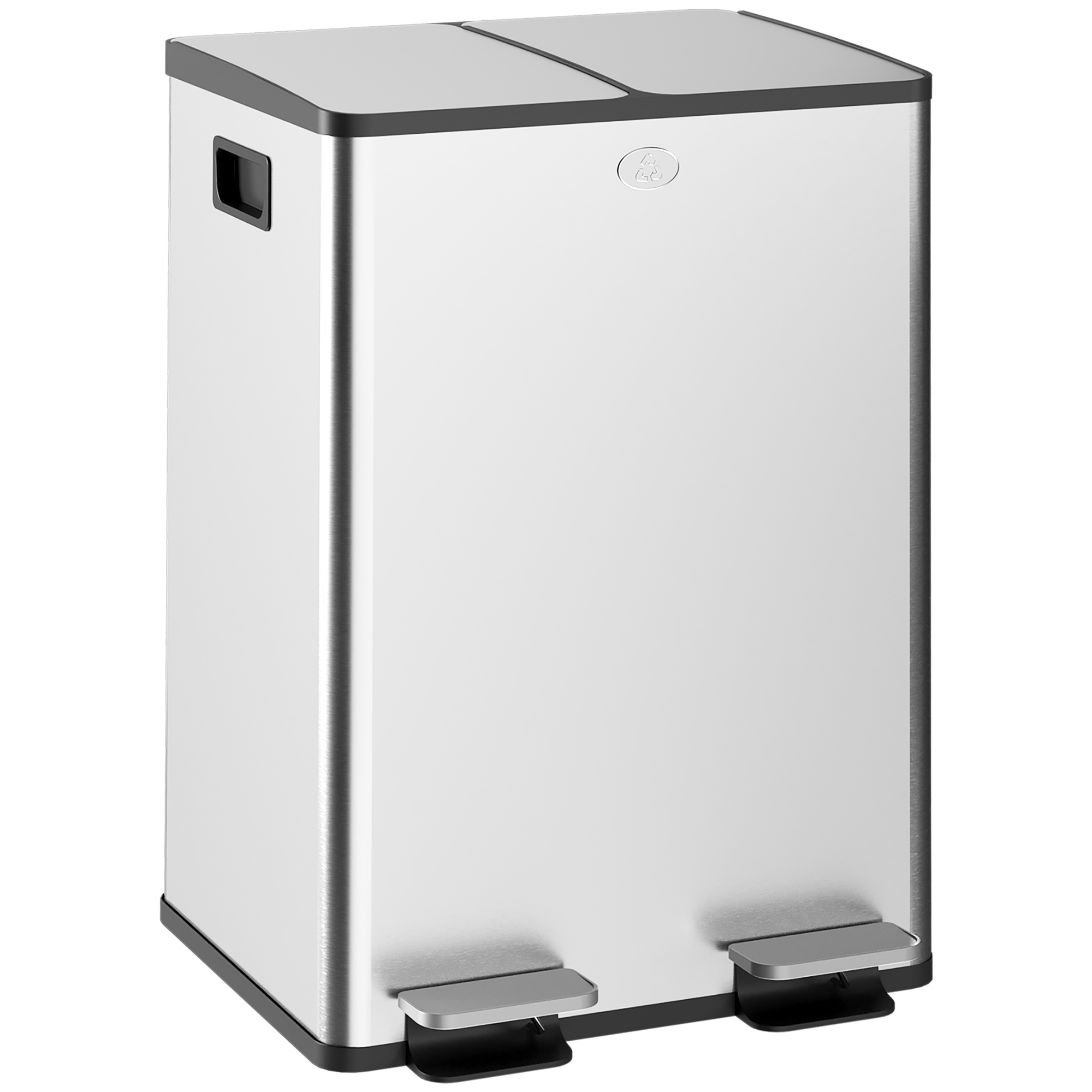 X 28 L Doppelmülleimer, Pedalöffnung, Leicht Zu Reinigen, Edelstahl, Kunststoff, Silber