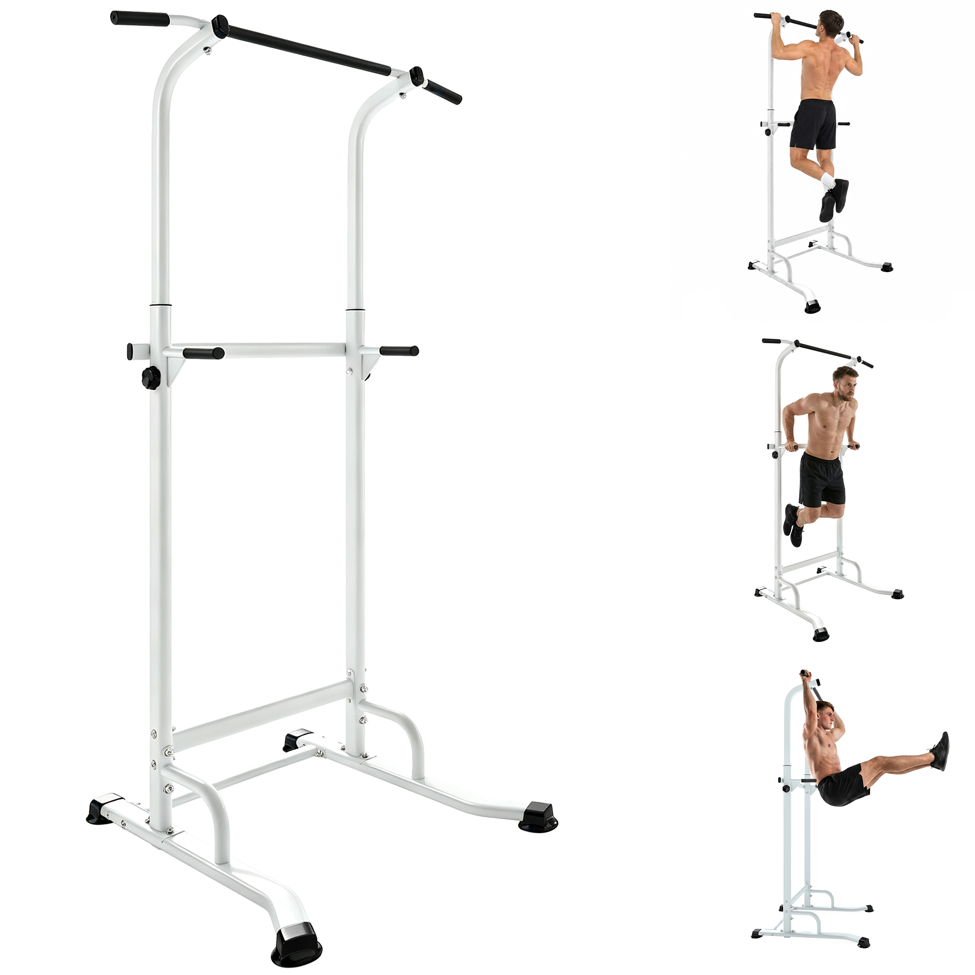 Power Tower Höhenverstellbar 176,5-227 Cm Dip-station Multifunktional Mit Stahlrahmen 120 Kg Belastbarkeit