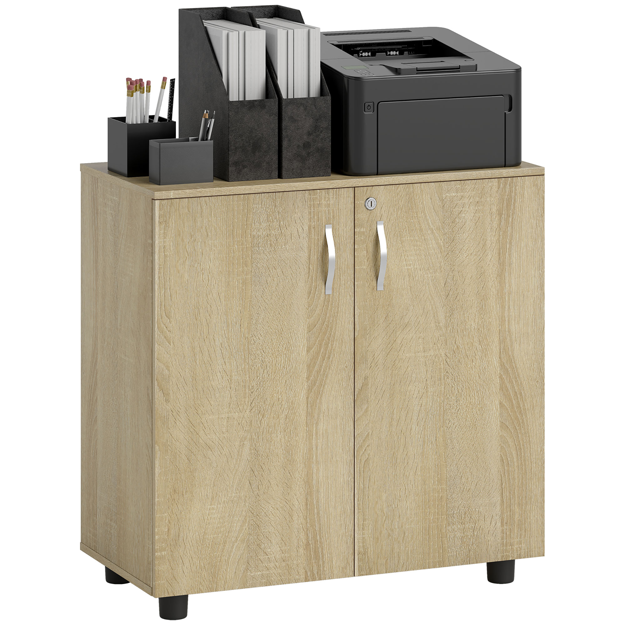 2-stöckiger, 2-türiger Büroschrank, 80 X 40 X 80 Cm, Eiche