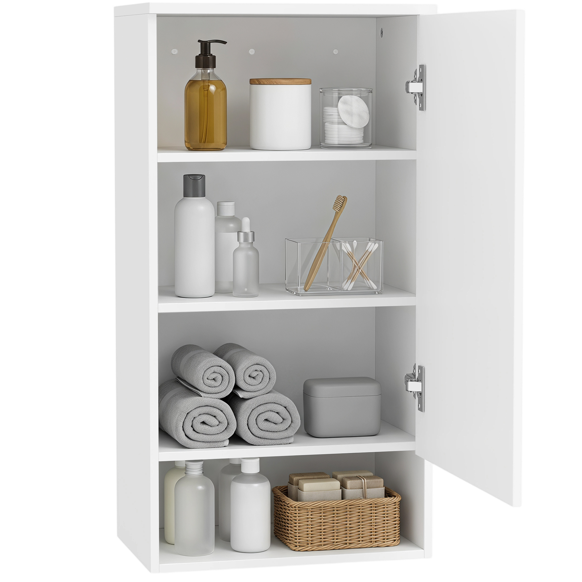 Badezimmerschrank Hängeschrank Mit Tür, 40 X 27 X 77 Cm Weiß