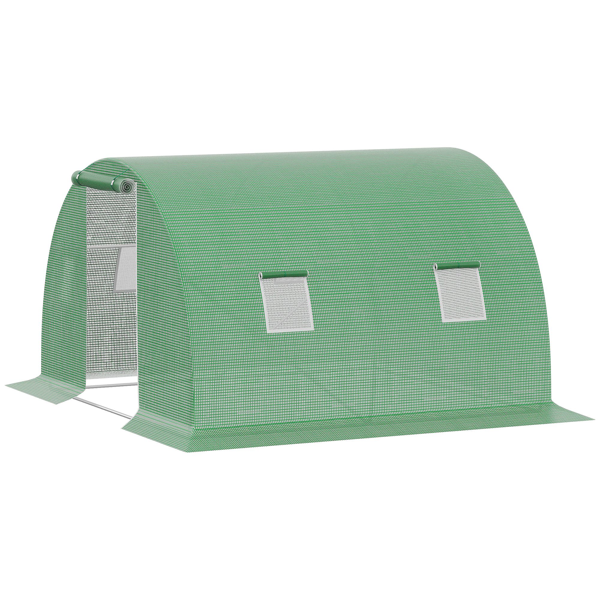 Foliengewächshaus Begehbares Polytunnel 3 X 3 M Gewächshaus Mit 4 Fenster Treibhaus Frostschutz Stahlrohr Dunkelgrün