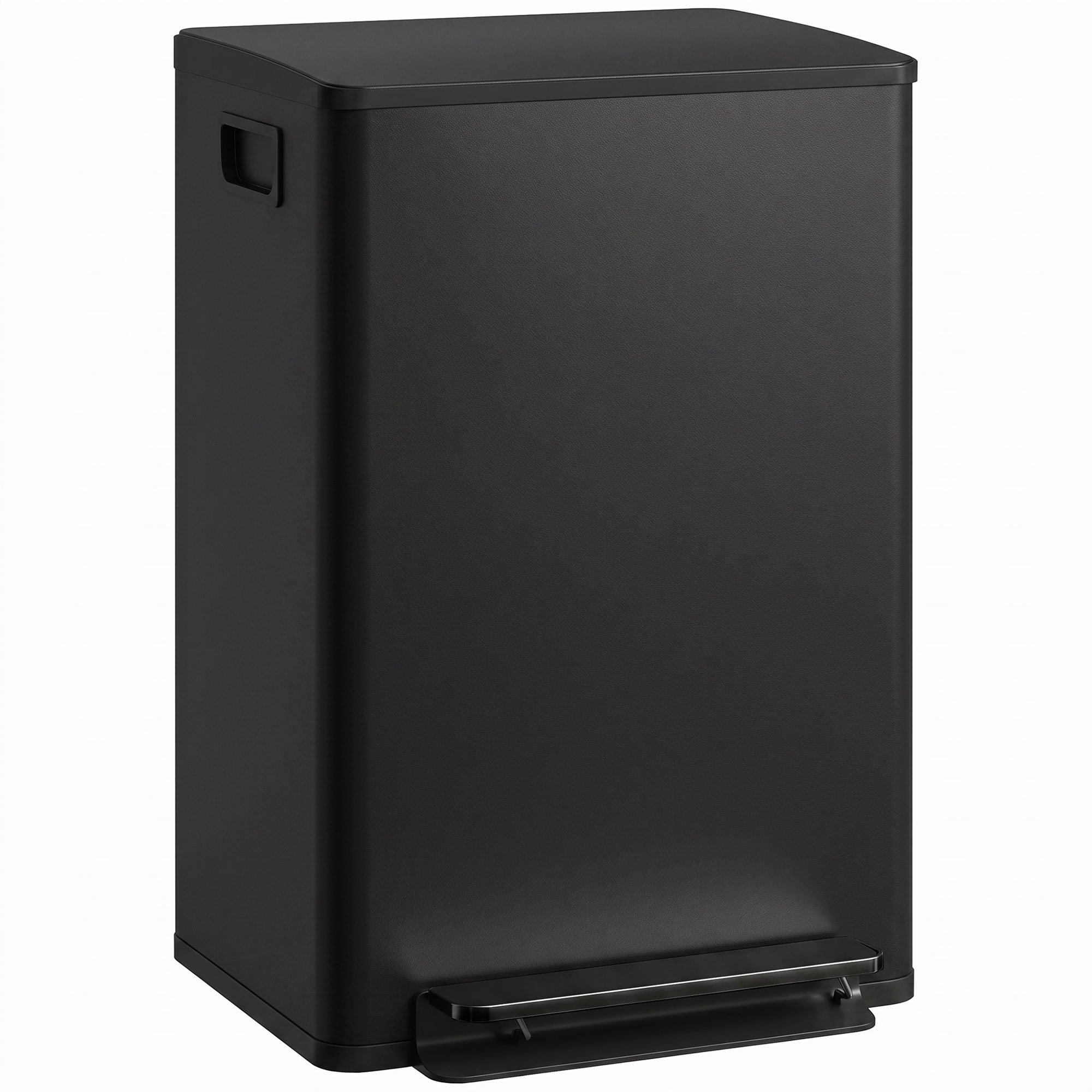 50-liter-küchenabfalleimer, Treteimer, Edelstahl, Schwarz