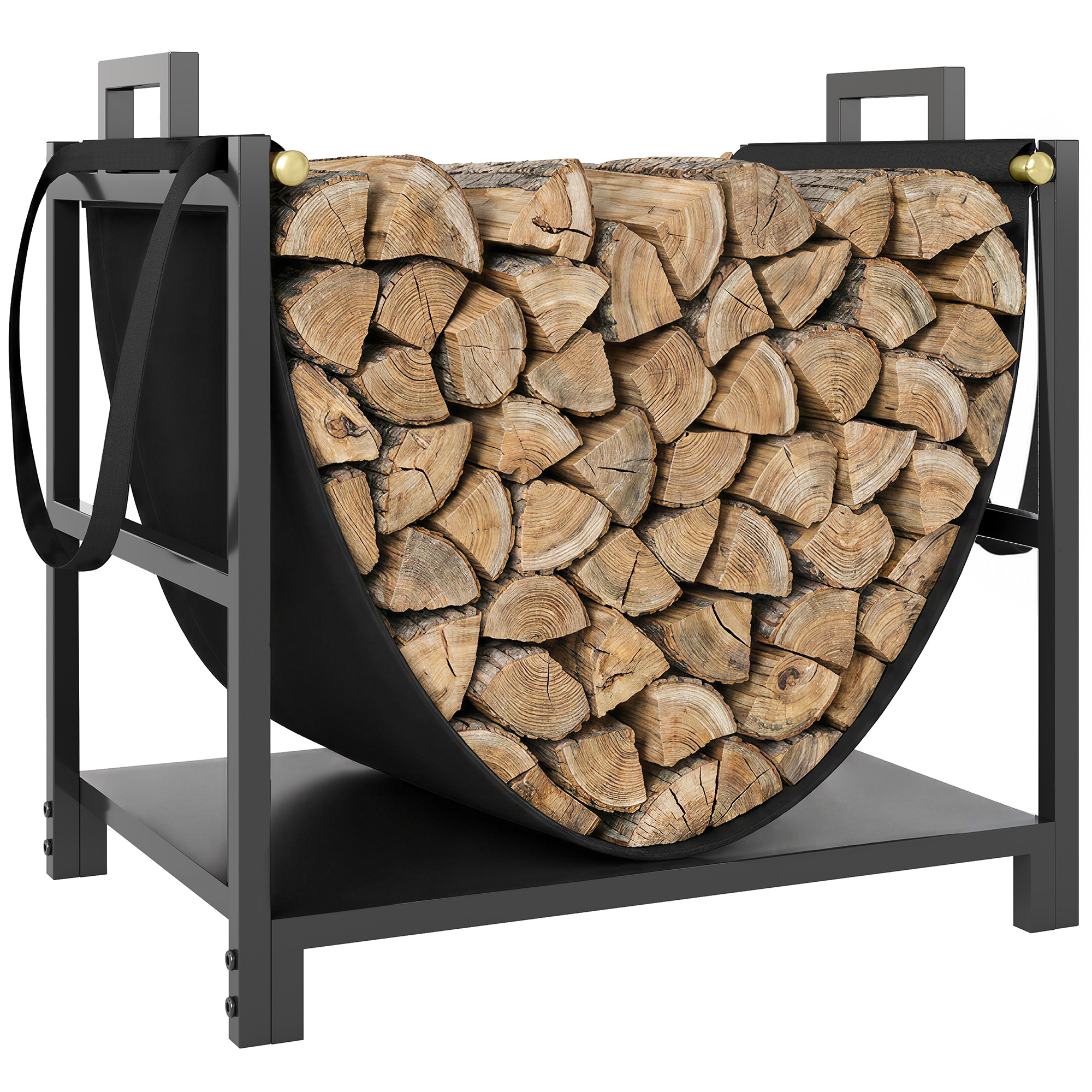 Kaminholzregal 47,5 X 33 X 44cm Erhöhtes Brennholzregal Mit Canvas-tragetasche Bis 50 Kg Indoor Outdoor