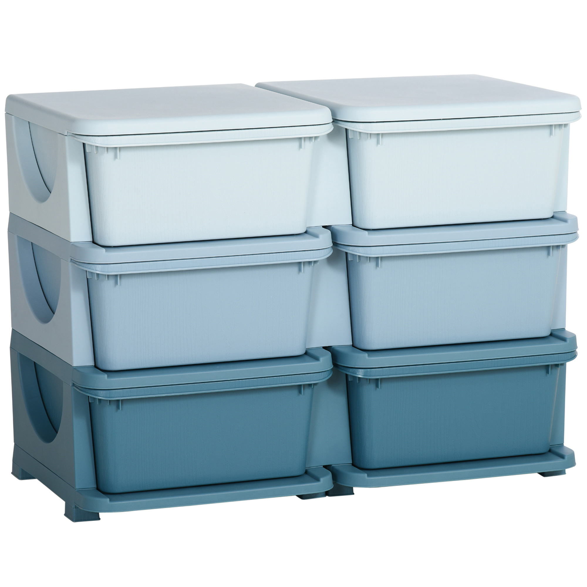 3-stöckiger Spielzeugorganizer Für Kinder Mit 6 Schubladen, Aufbewahrungsboxen Aus Kunststoff, 75 X 37 X 56,5 Cm, Blau
