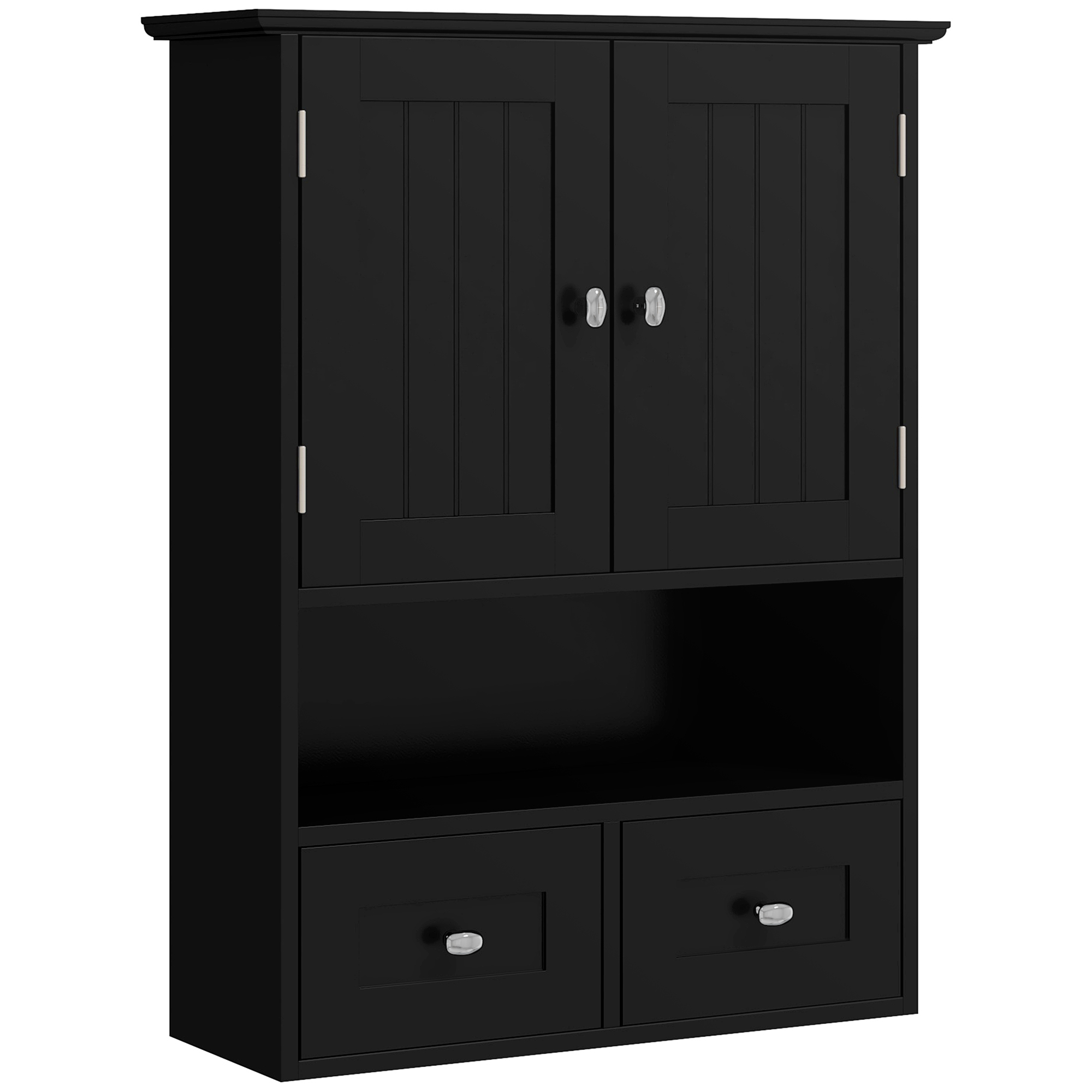 Badezimmer-wandschrank, Waschtischunterschrank, Mit Türen, Ablage, 2 Schubladen, 50,8 Cm (b) X 17,8 Cm (t) X 66 Cm (h), Schwarz