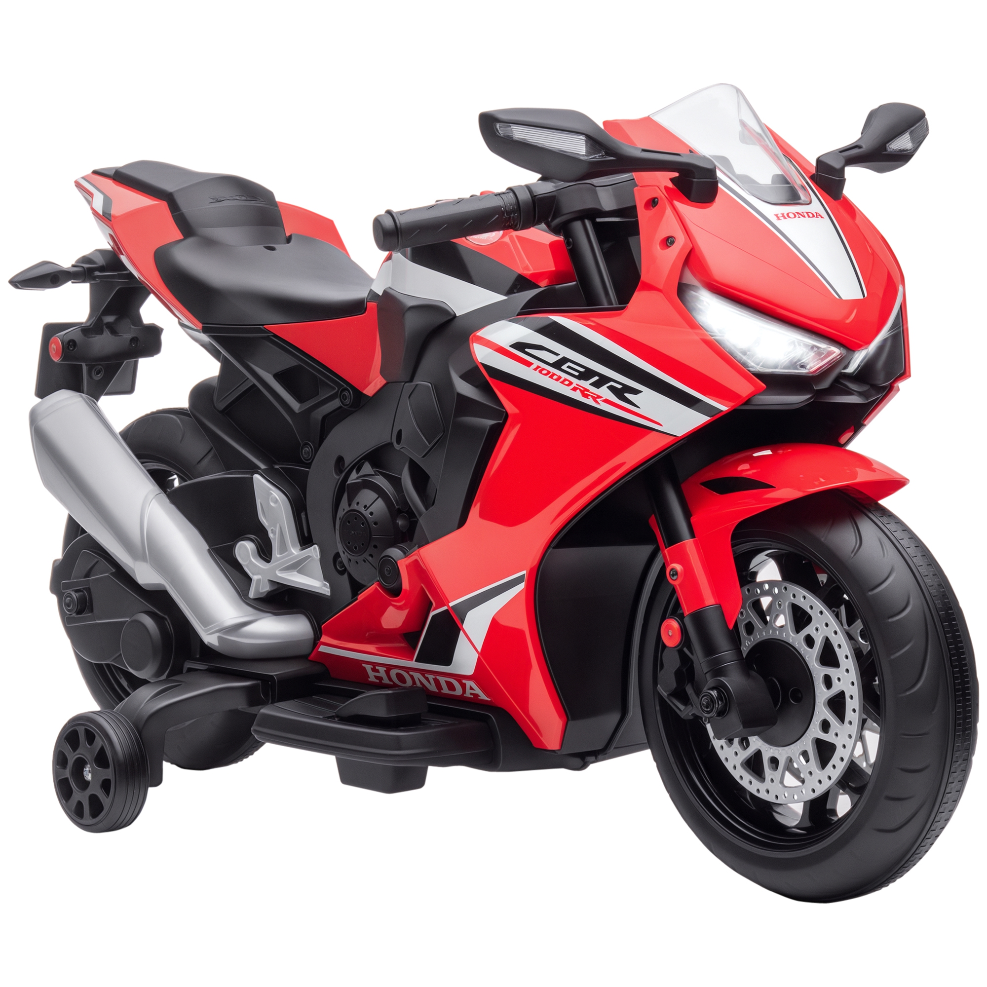 Lizenziertes Honda 6v Elektromotorrad Für Kinder, 3 Km/h, Musik & Licht, 2 Stützräder, Rot