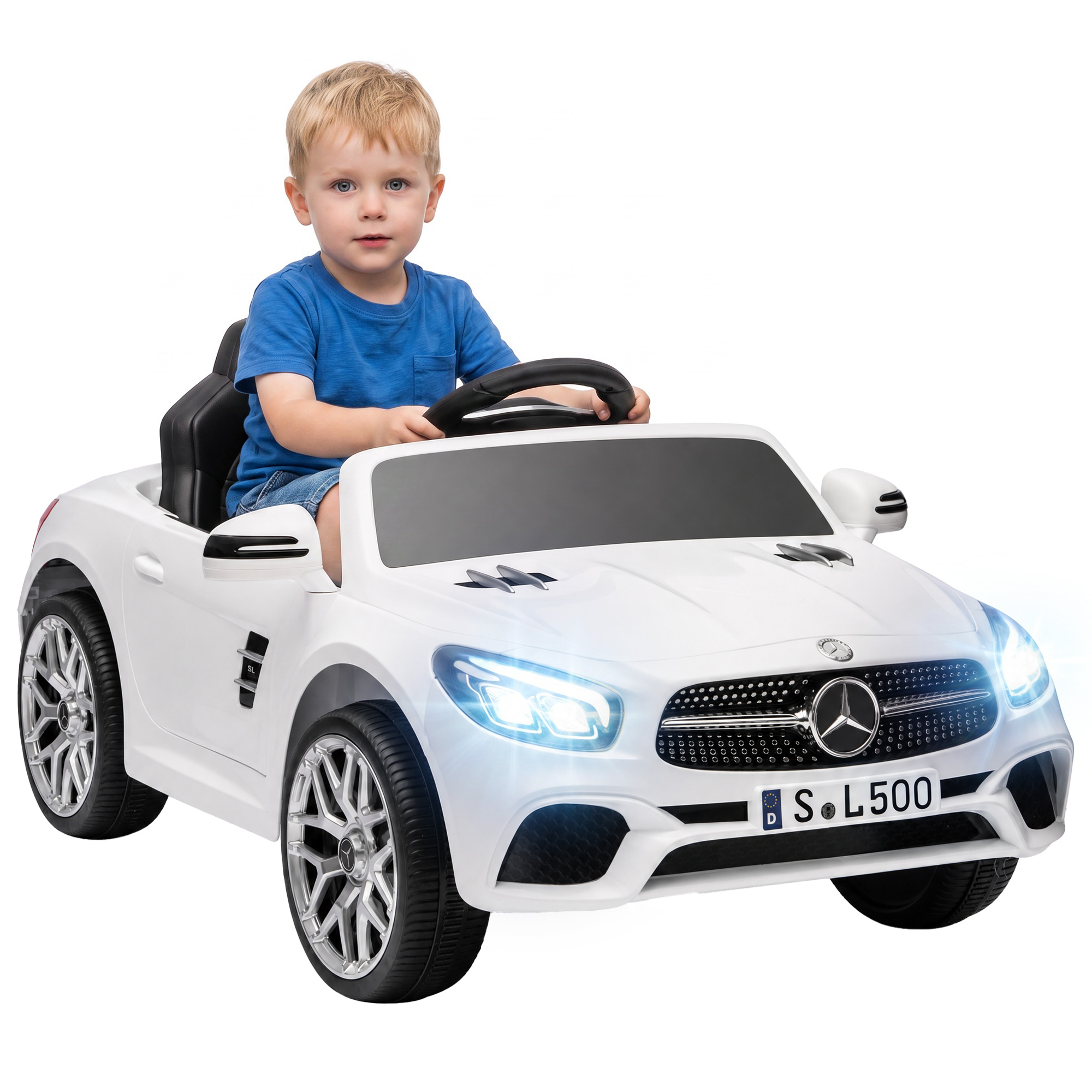 12v Mercedes-benz Sl500 Elektro-kinderauto, 3–5 Km/h, 2 Motoren, 2,4-ghz-fernbedienung, Für Kinder Von 3–5 Jahren, Weiß