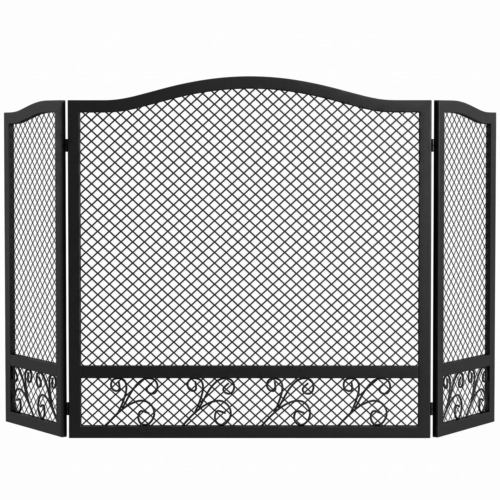 Faltbarer Kaminschutz, 3-teilig, 107 X 60 Cm, Schwarzes Metall