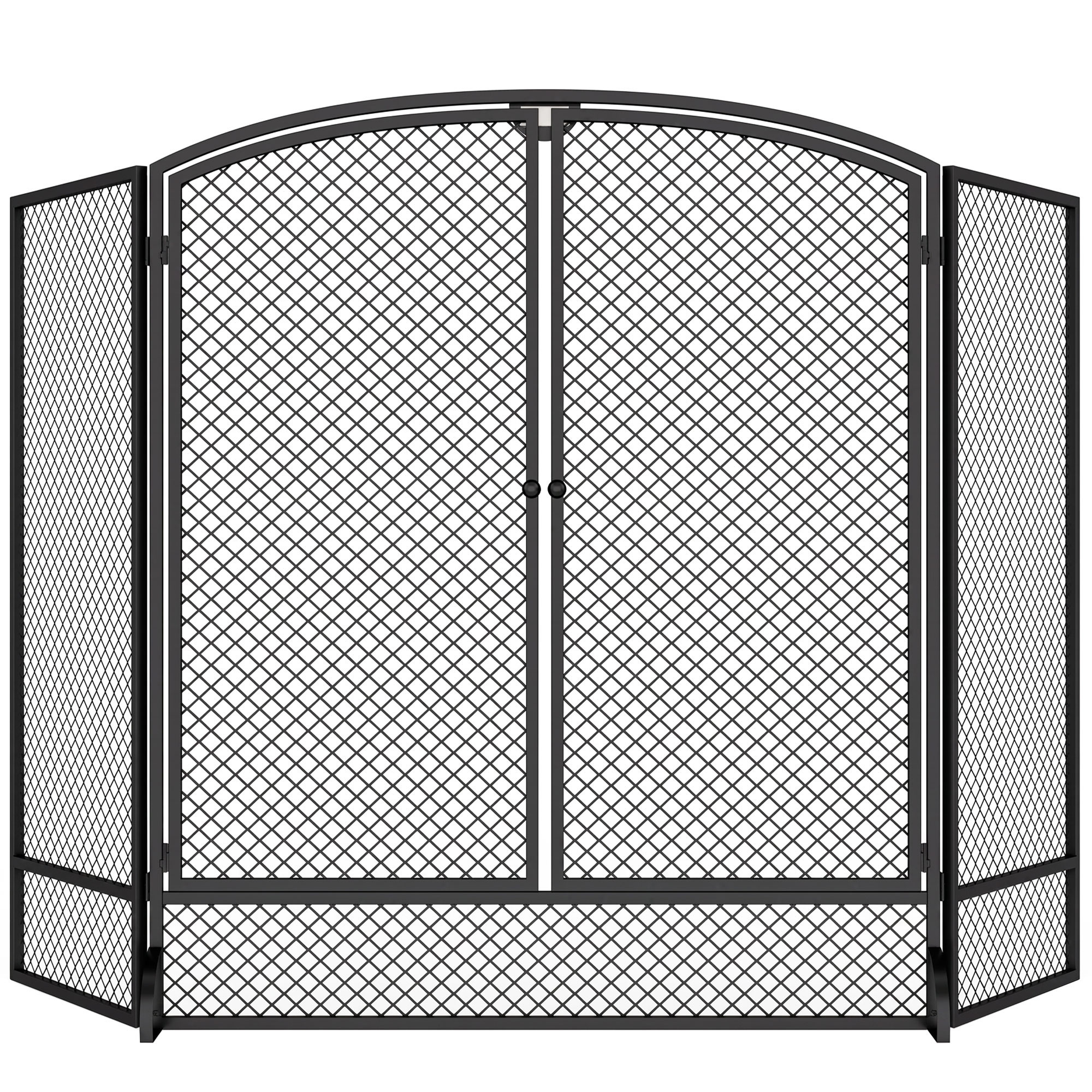 Faltbarer Kaminschutz, 3-teilig, 2 Türen, 122 X 10 X 75 Cm, Schwarz