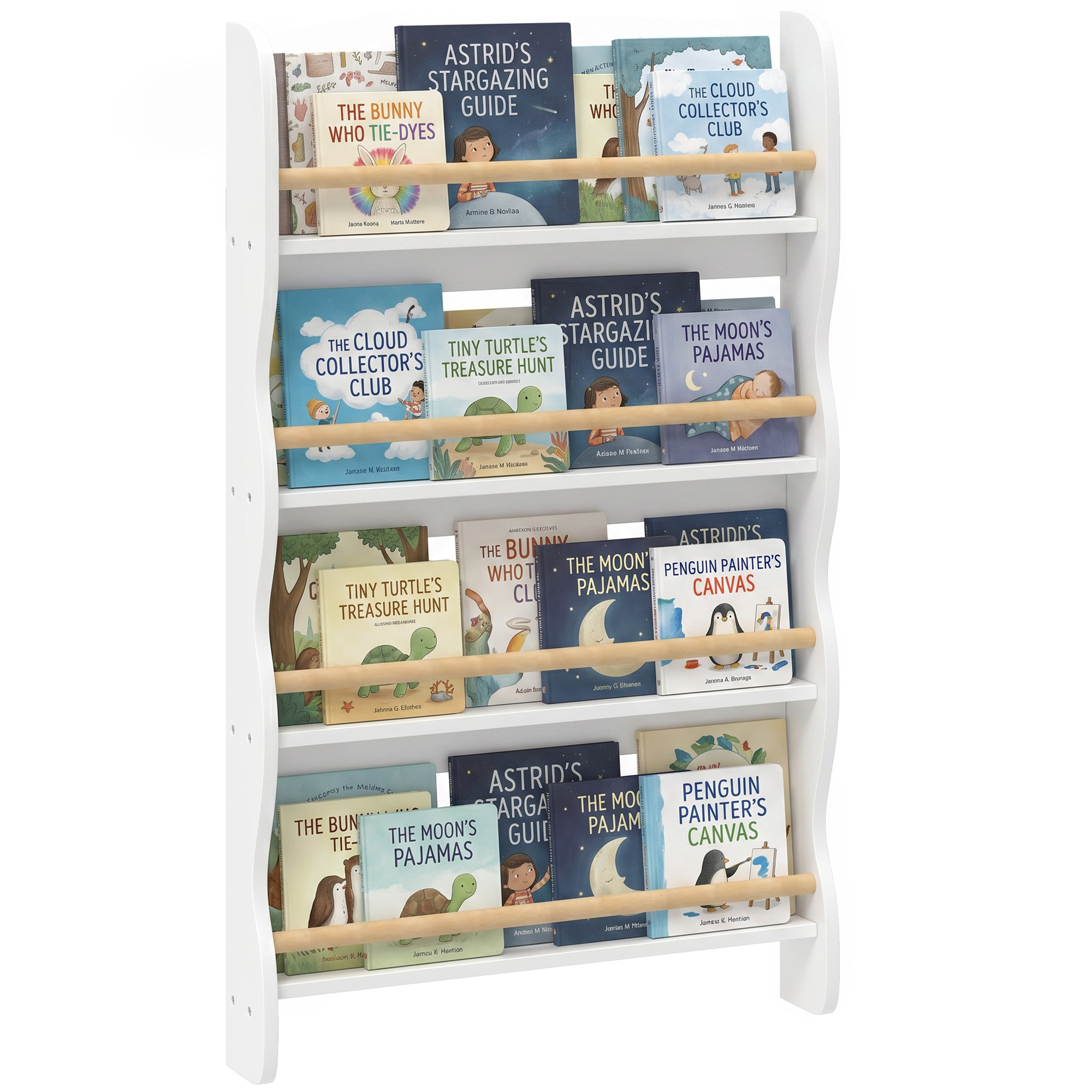 Wandregal Für Kinder, 4-stöckige Bücherablage, Weiß