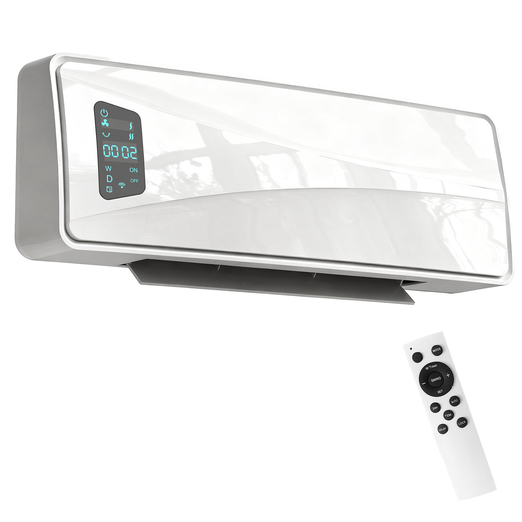 Wand Heizlüfter 2000w Keramik Wandheizgerät Mit 3 Modi, Led-display, Einstellbarer Thermostat, 24h-timer Weiß