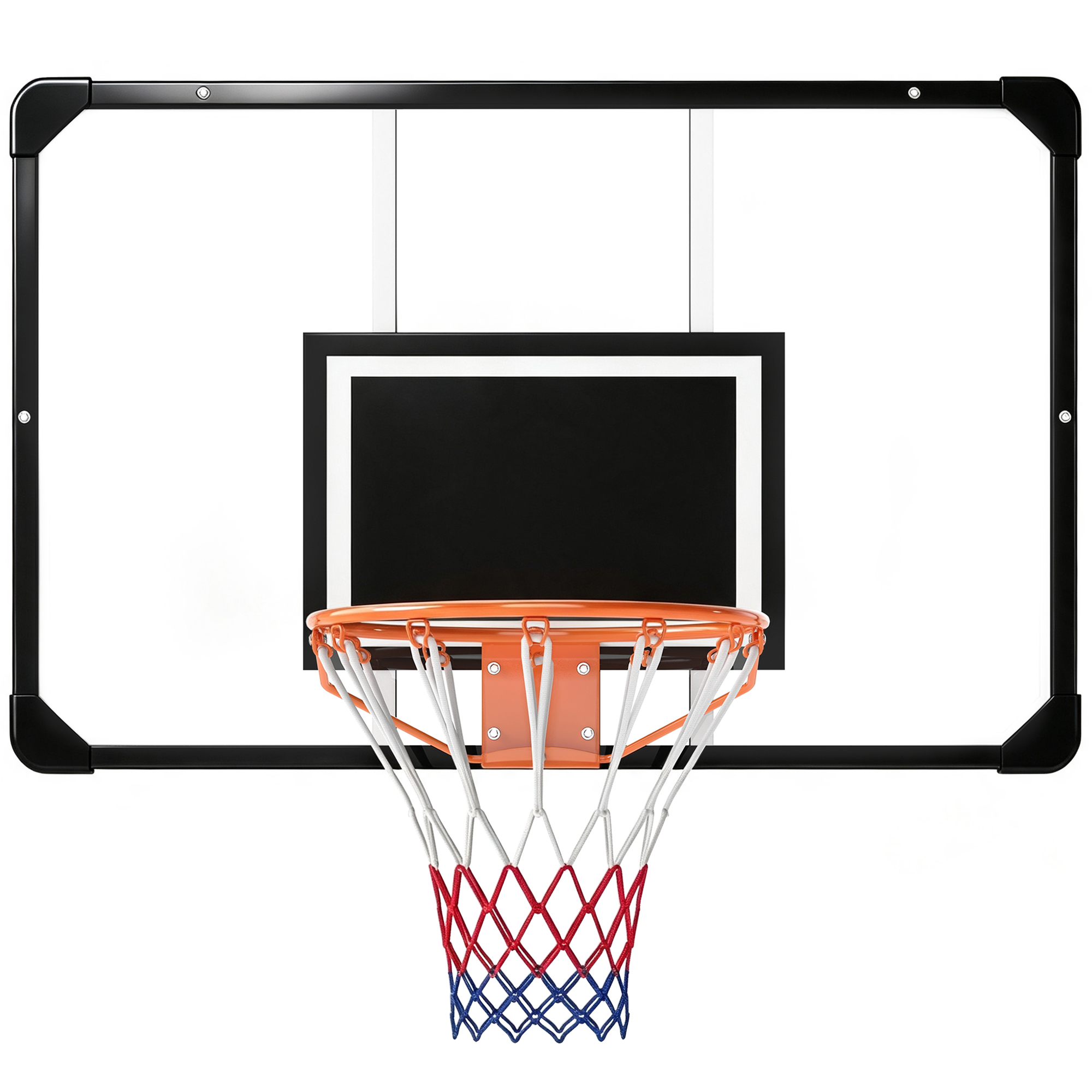 Wandmontierter Basketballkorb, Inklusive Befestigungsschrauben Und Schraubenschlüssel, Für Den Außenbereich, Schwarz, Transparent, Orange