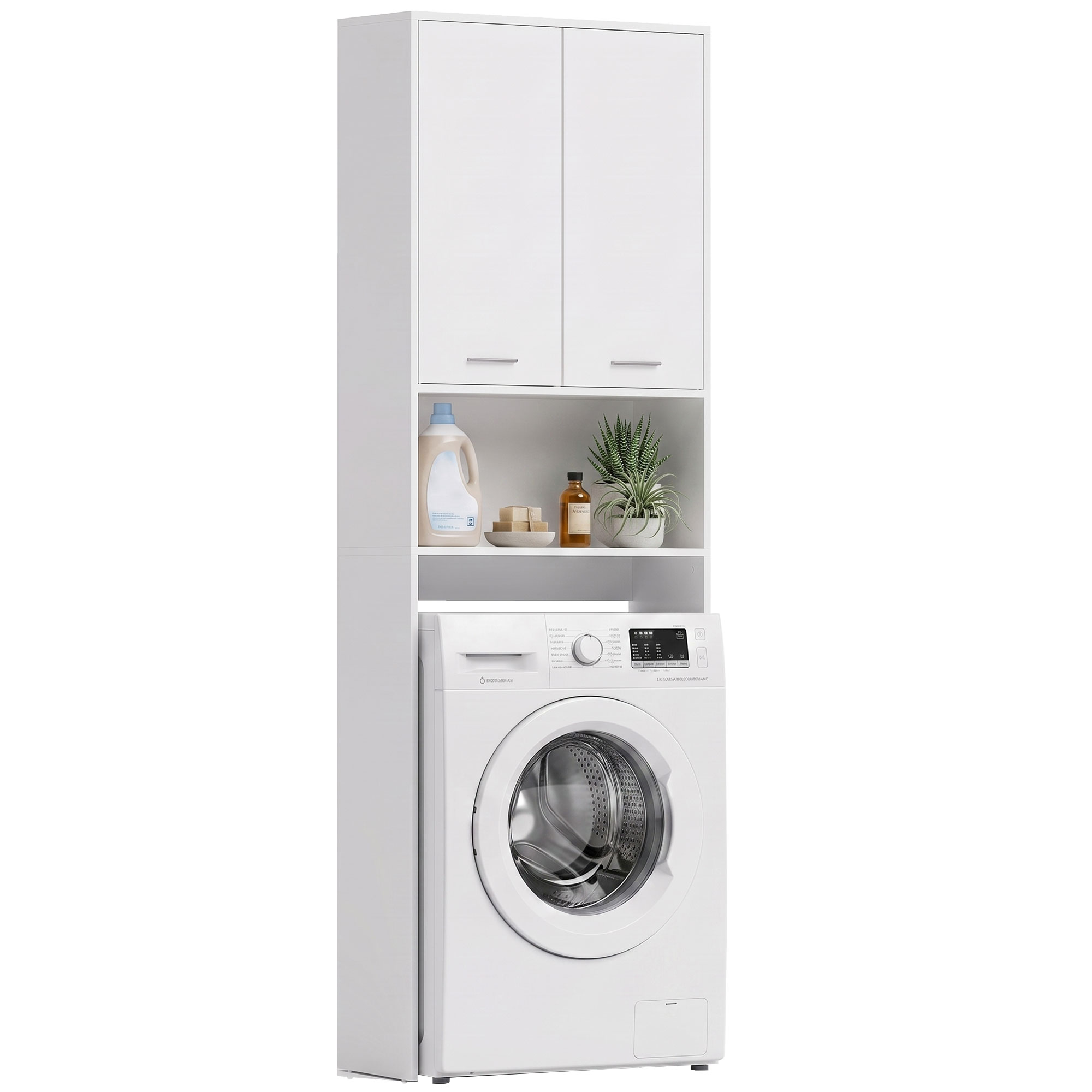 Waschmaschinenschrank Mit 2 Türen 66 X 24 X 191 Cm Weiß
