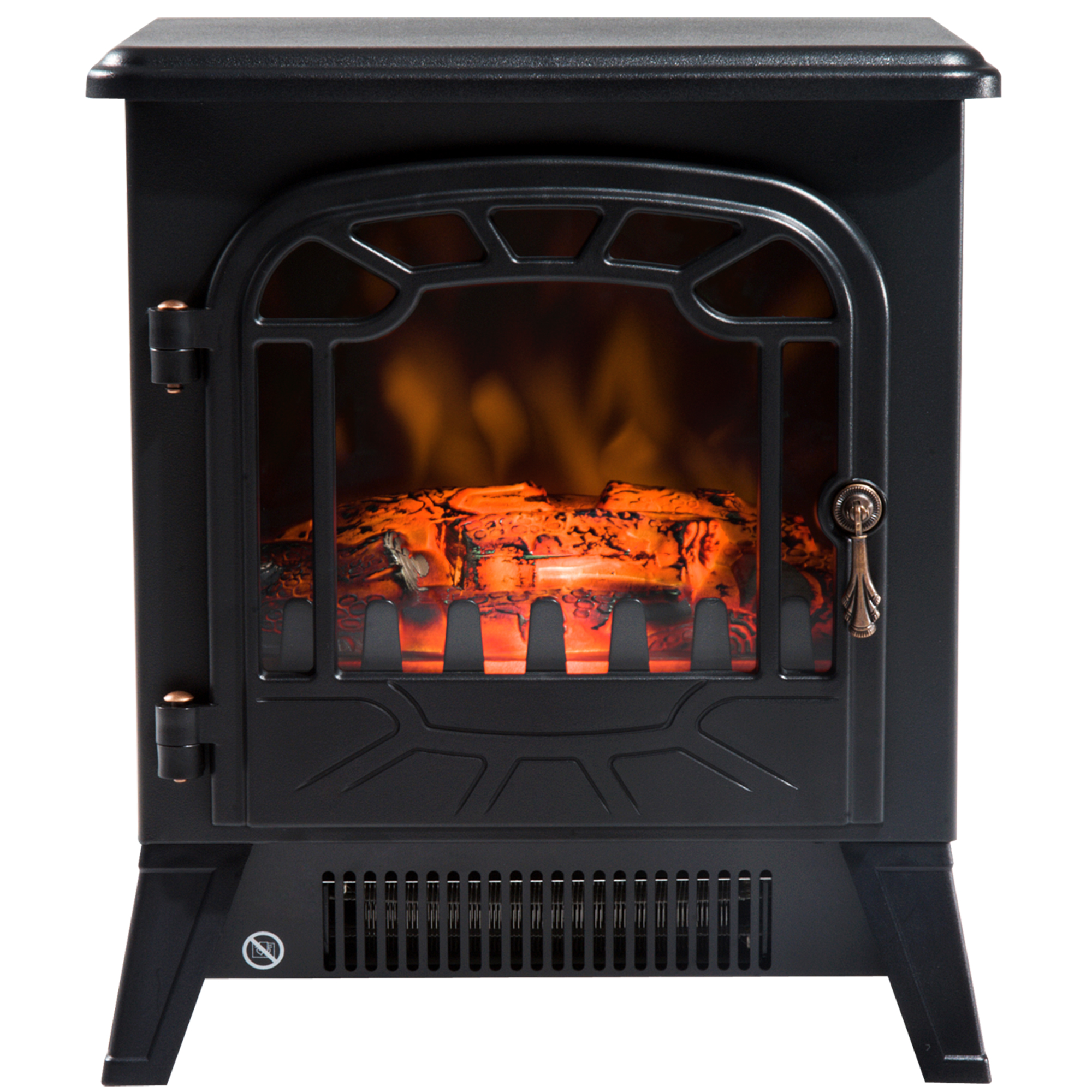 Elektrischer Kaminofen Mit Flammeneffekt, Einstellbarer Helligkeit, 925 W/1850 W, Metalltür, Sicherheitsglas, Schwarz