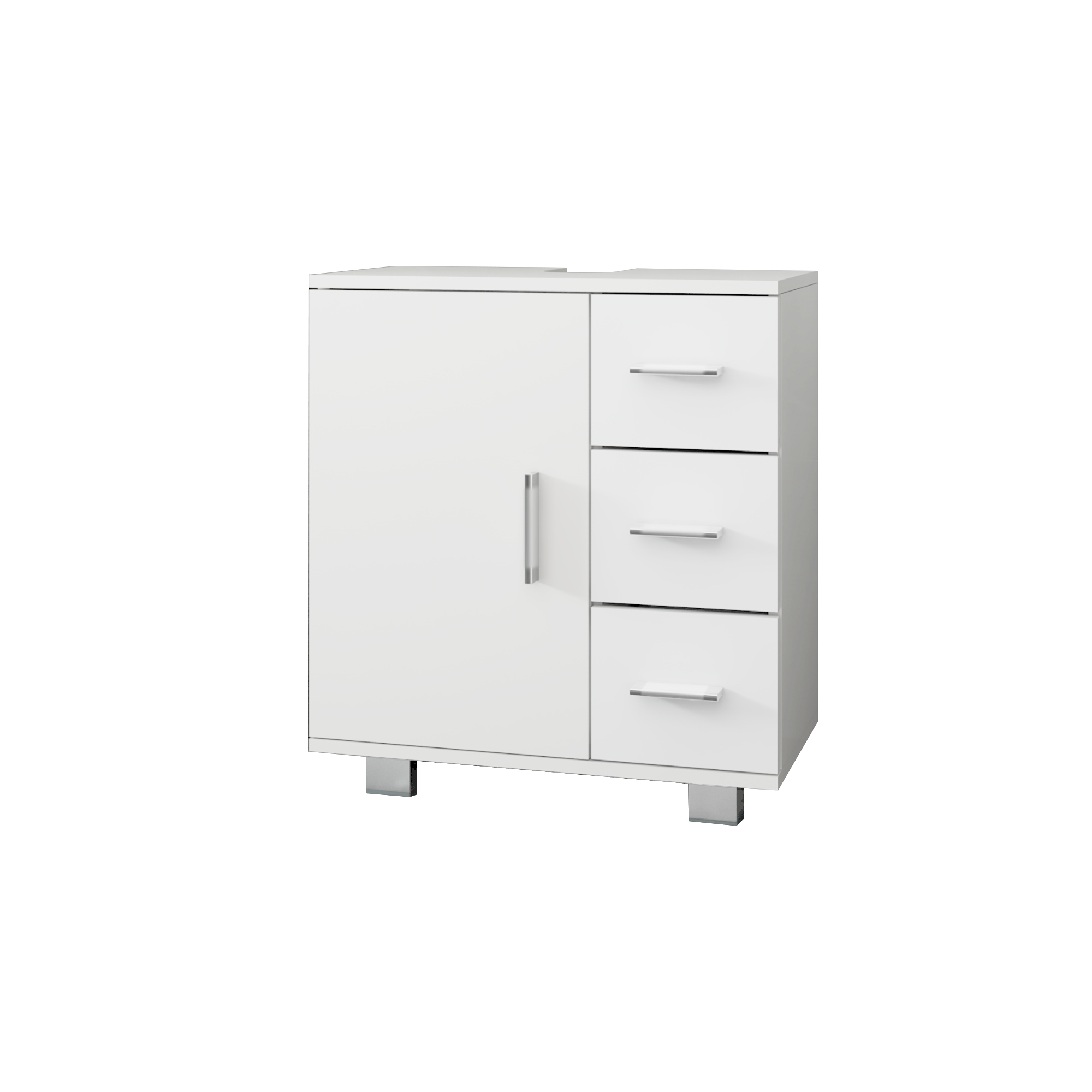 Ml-design Waschbeckenunterschrank Weiß 60x60,8x33cm Waschbecken Unterschrank Mit Tür, 3 Schubladen, Viel Stauraum, Waschtischunterschrank Aus Mdf-holz, Badezimmerschrank Waschtisch Badschrank Badmöbel