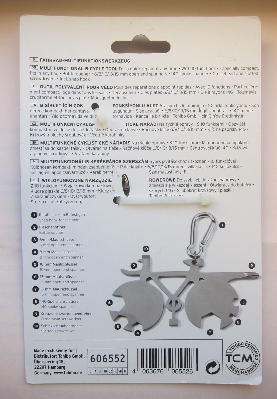 Tchibo Fahrrad - Multifunktions - Werkzeug Bicycle Tool mit 10 Funktionen NEU Bild 2