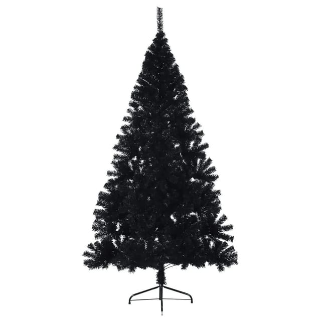 vidaXL Künstlicher Halb-Weihnachtsbaum mit Ständer Schwarz 240 cm PVC