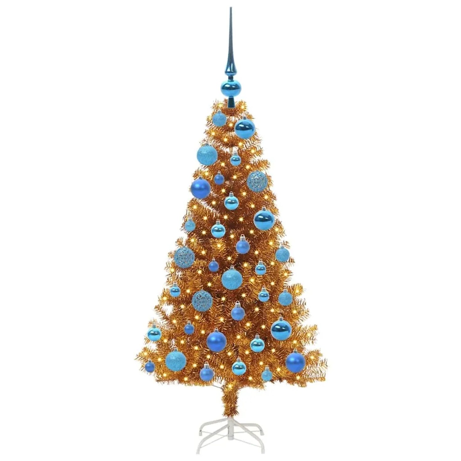vidaXL Weihnachtsbaum mit 150 LEDs mit Ständer Gold 120 cm PET 3396610