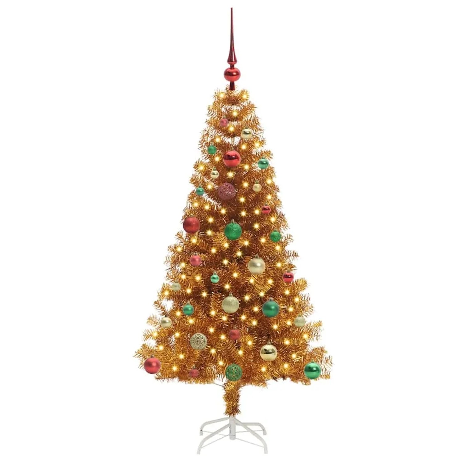 vidaXL Weihnachtsbaum mit 150 LEDs mit Ständer Gold 150 cm PET 3396620