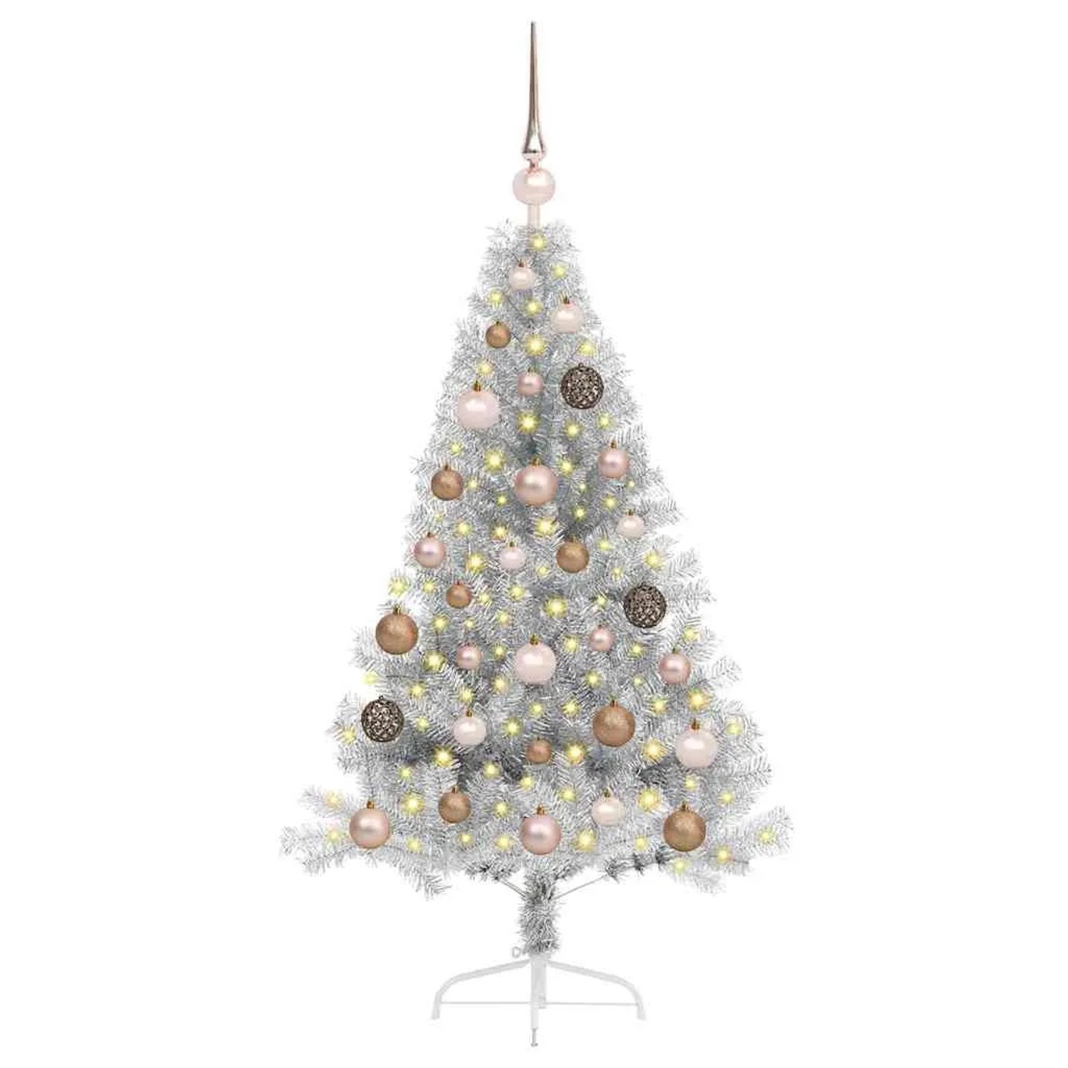 vidaXL Künstlicher Vorbeleuchteter Weihnachtsbaum Silber 120 cm PET 3397178