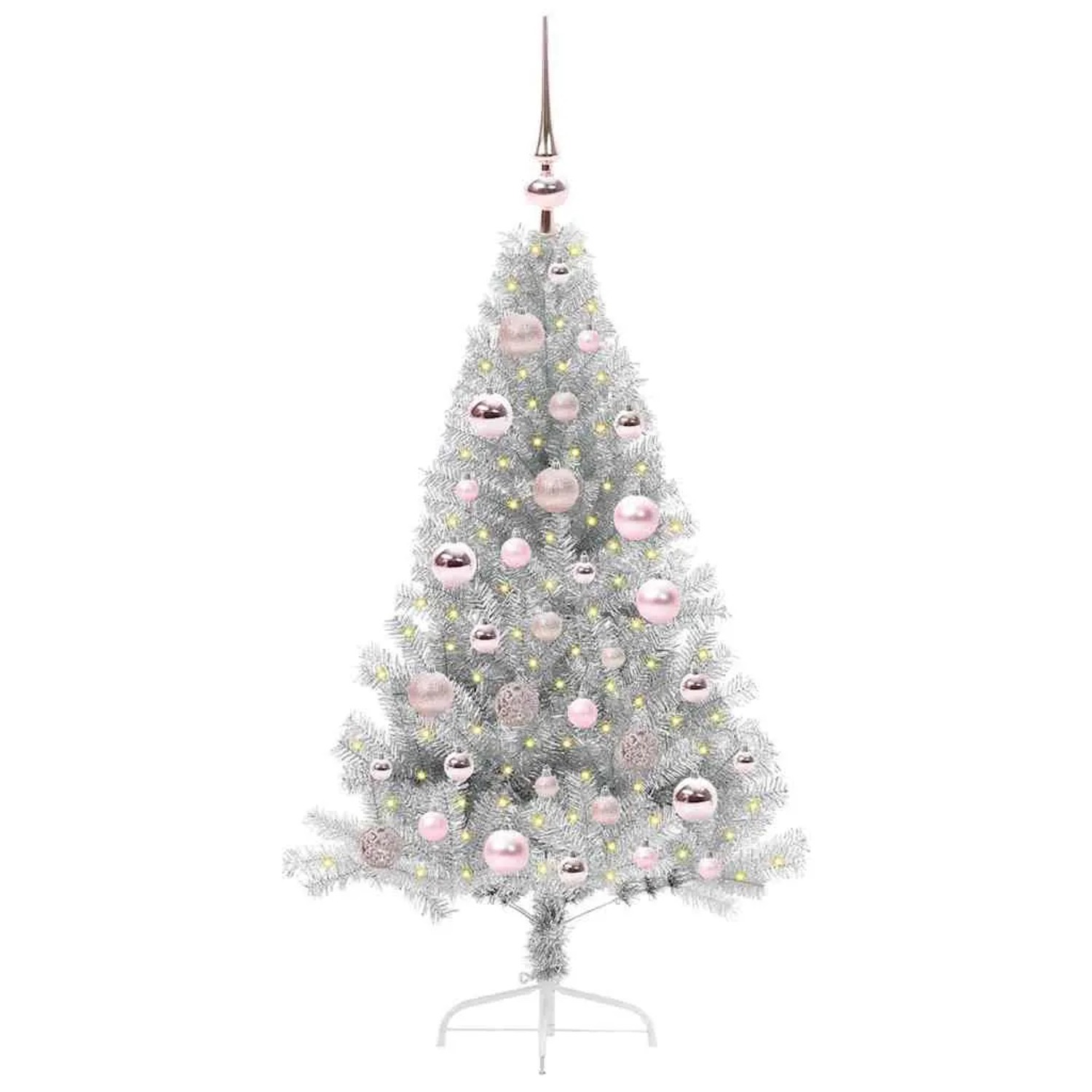 vidaXL Künstlicher Vorbeleuchteter Weihnachtsbaum Silber 120 cm 3397182