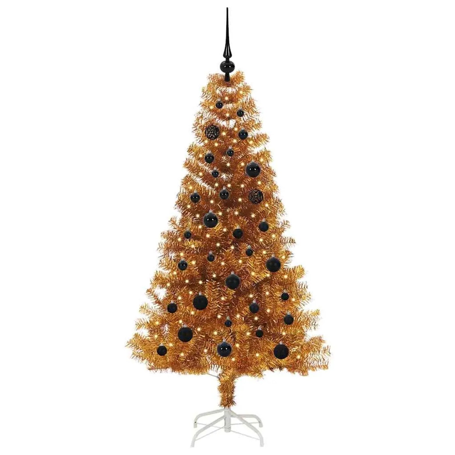 vidaXL Weihnachtsbaum mit 150 LEDs mit Ständer Gold 150 cm PET 3396613
