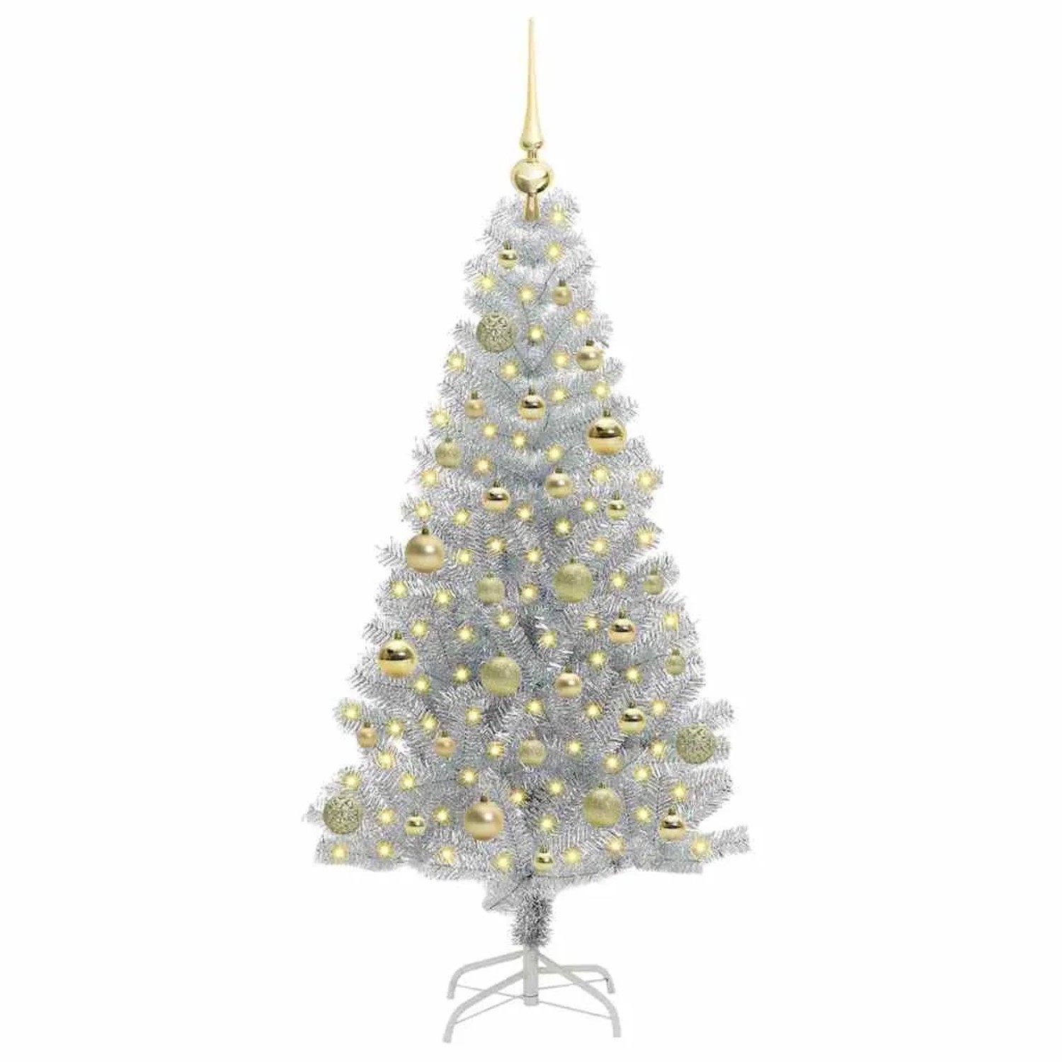 vidaXL Weihnachtsbaum mit 150 LEDs mit Ständer Silber 150 cm PET 3396665