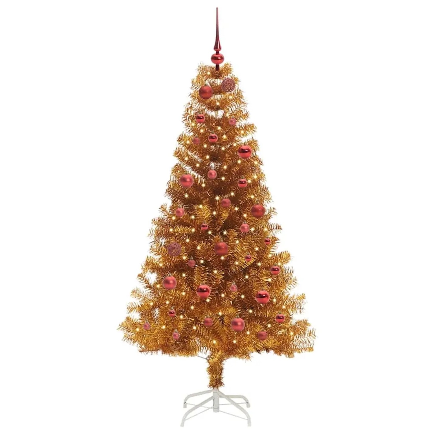 vidaXL Weihnachtsbaum mit 150 LEDs mit Ständer Gold 150 cm PET 3396612