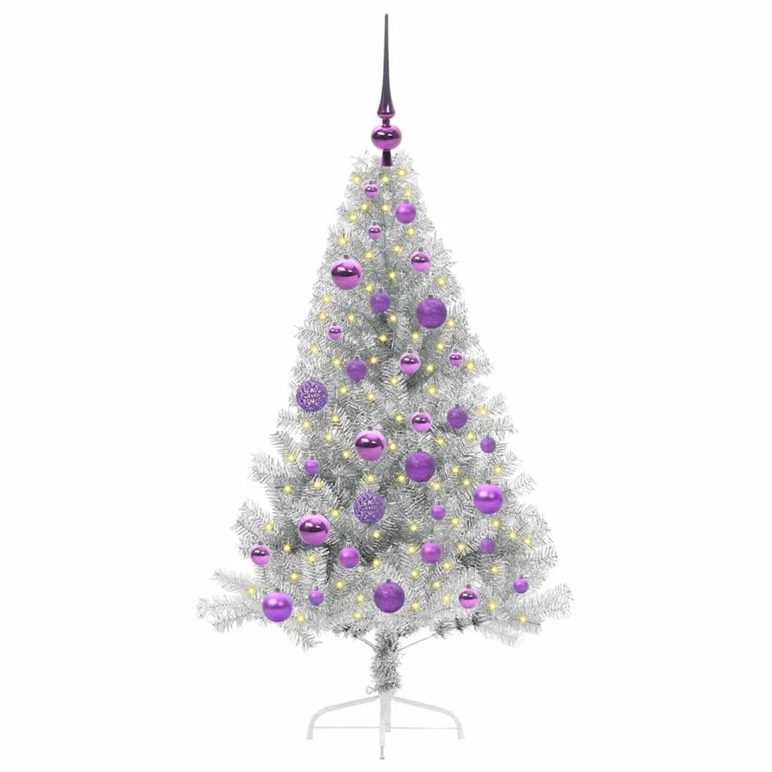 vidaXL Künstlicher Vorbeleuchteter Weihnachtsbaum Silber 120 cm 3397186