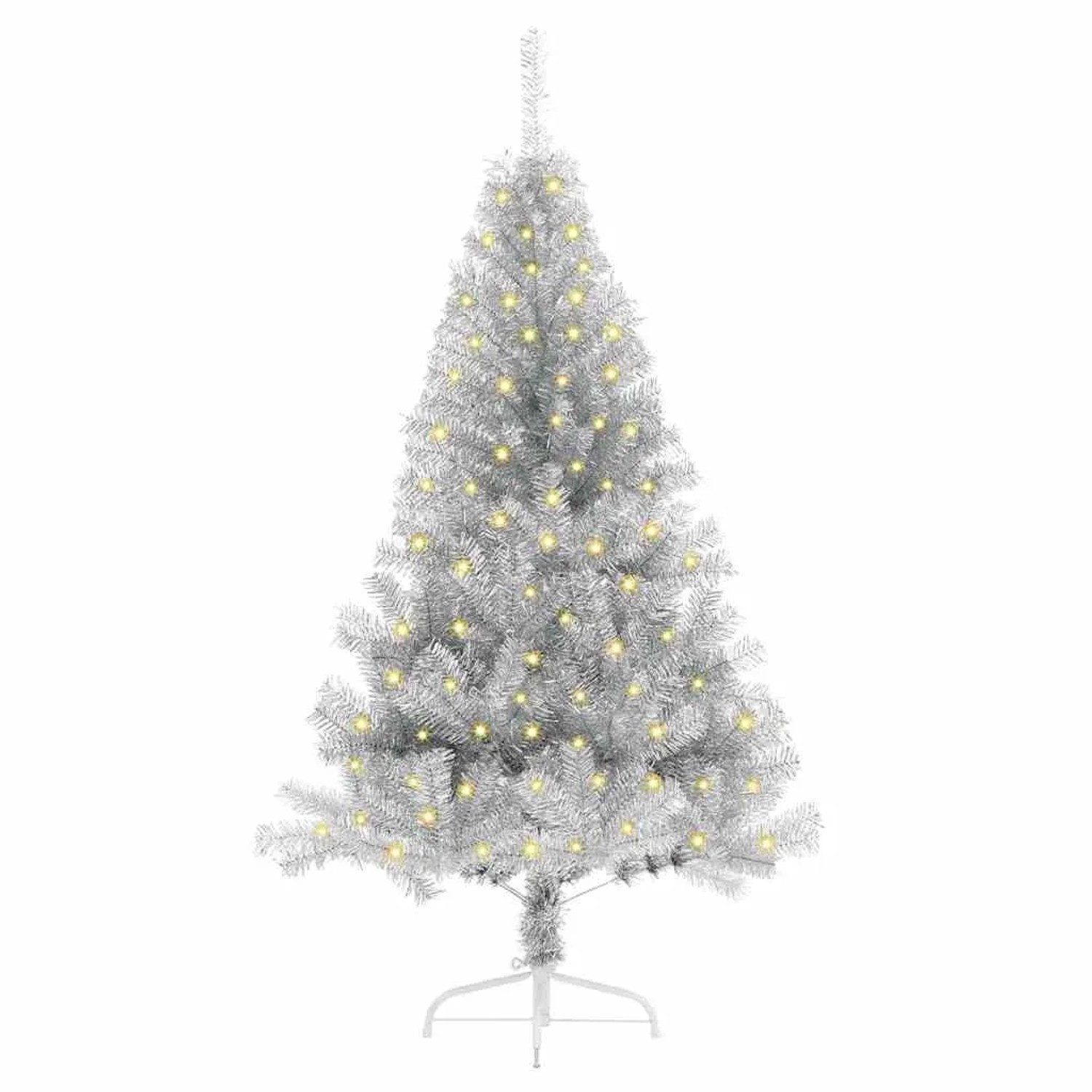 vidaXL Künstlicher Vorbeleuchteter Weihnachtsbaum Silber 120 cm PET 3397176