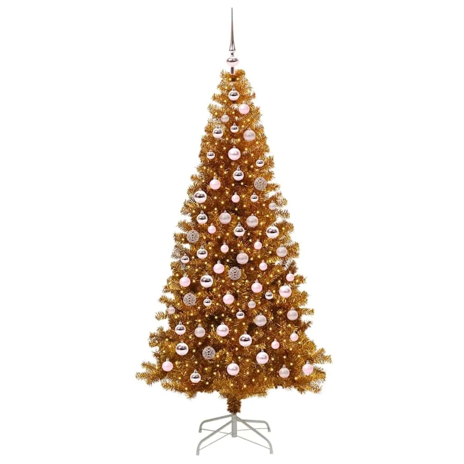 vidaXL Weihnachtsbaum mit 300 LEDs mit Ständer Gold 180 cm PET 3396627