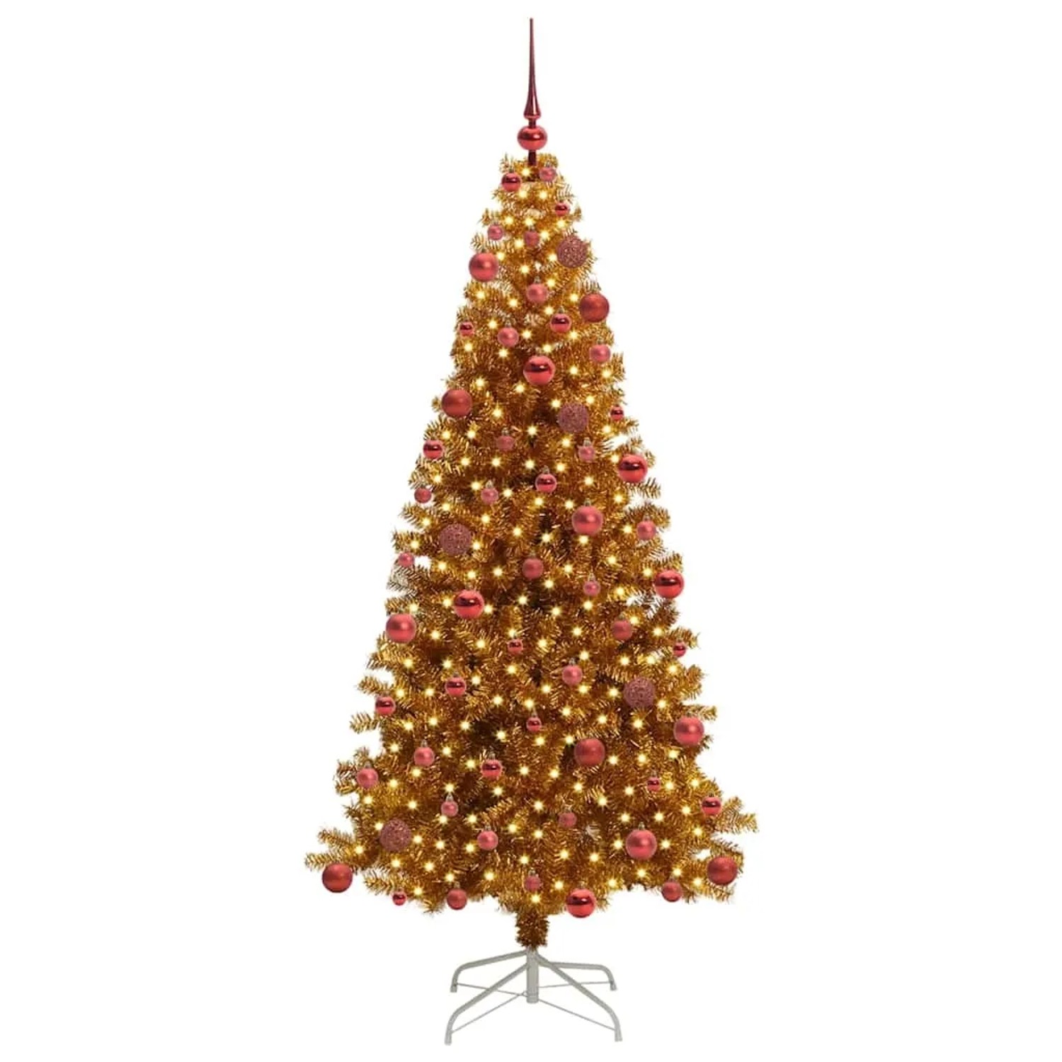 vidaXL Weihnachtsbaum mit 300 LEDs mit Ständer Gold 180 cm PET 3396625
