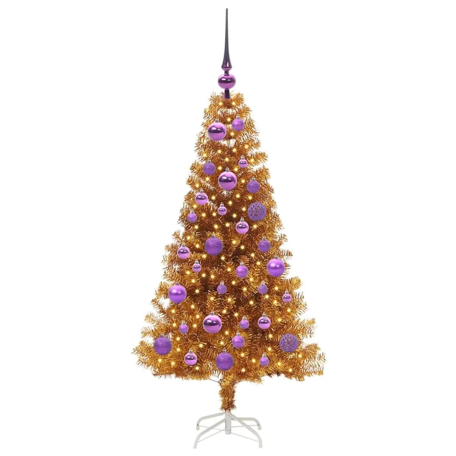 vidaXL Weihnachtsbaum mit 150 LEDs mit Ständer Gold 120 cm PET 3396609