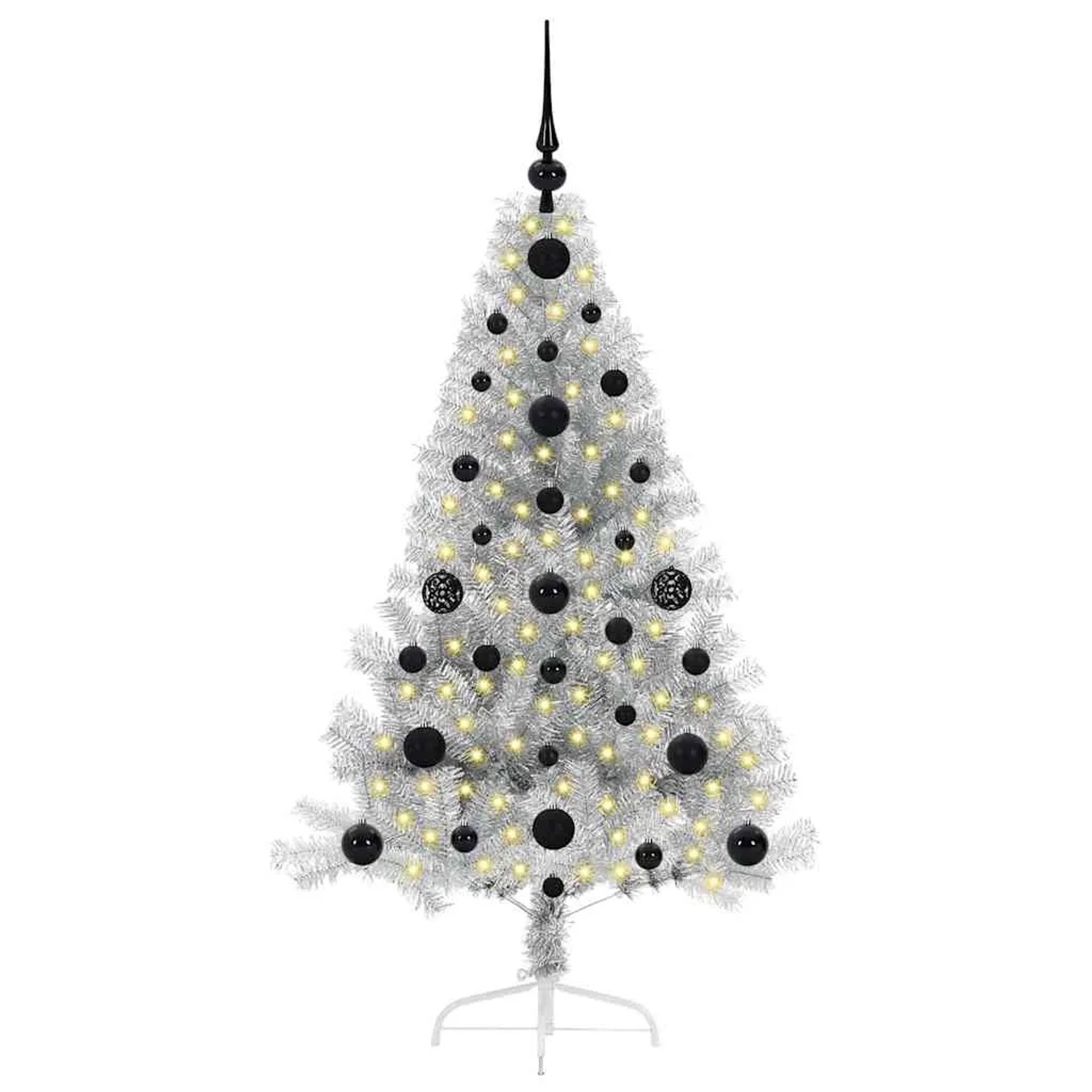vidaXL Künstlicher Vorbeleuchteter Weihnachtsbaum Silber 120 cm 3397181