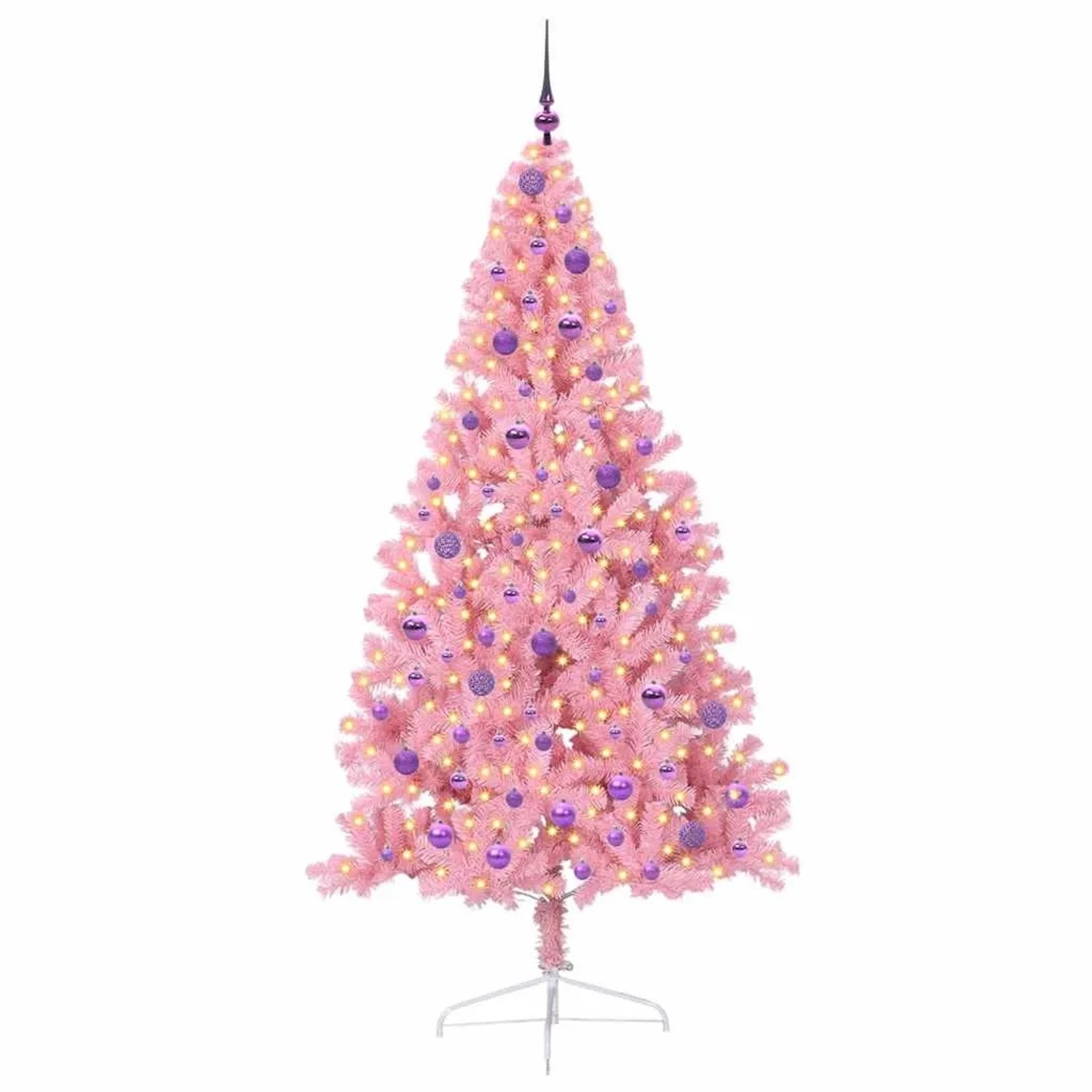 vidaXL Künstlicher Vorbeleuchteter Weihnachtsbaum Rosa 210 cm PVC 3397095