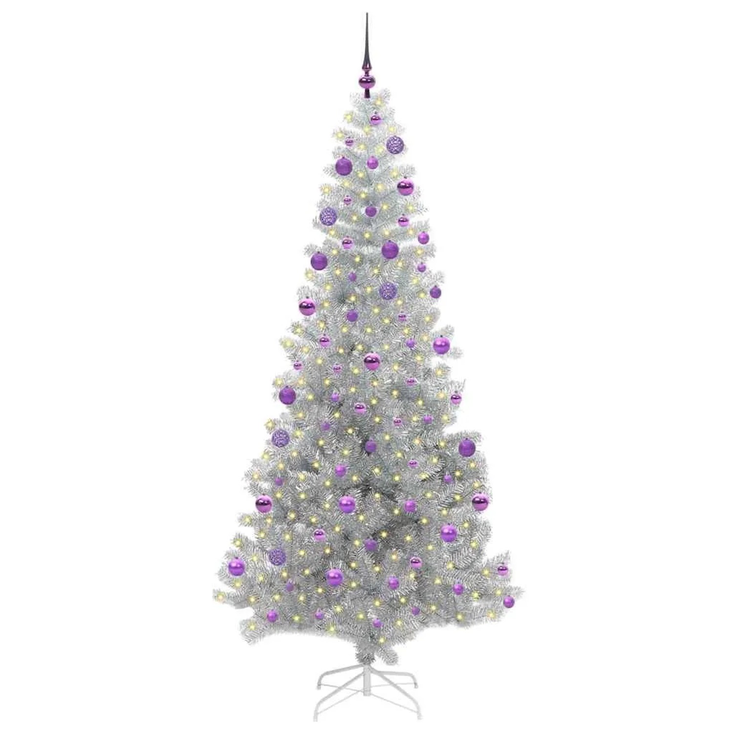 vidaXL Weihnachtsbaum mit 300 LEDs mit Ständer Silber 210 cm PET 3396689