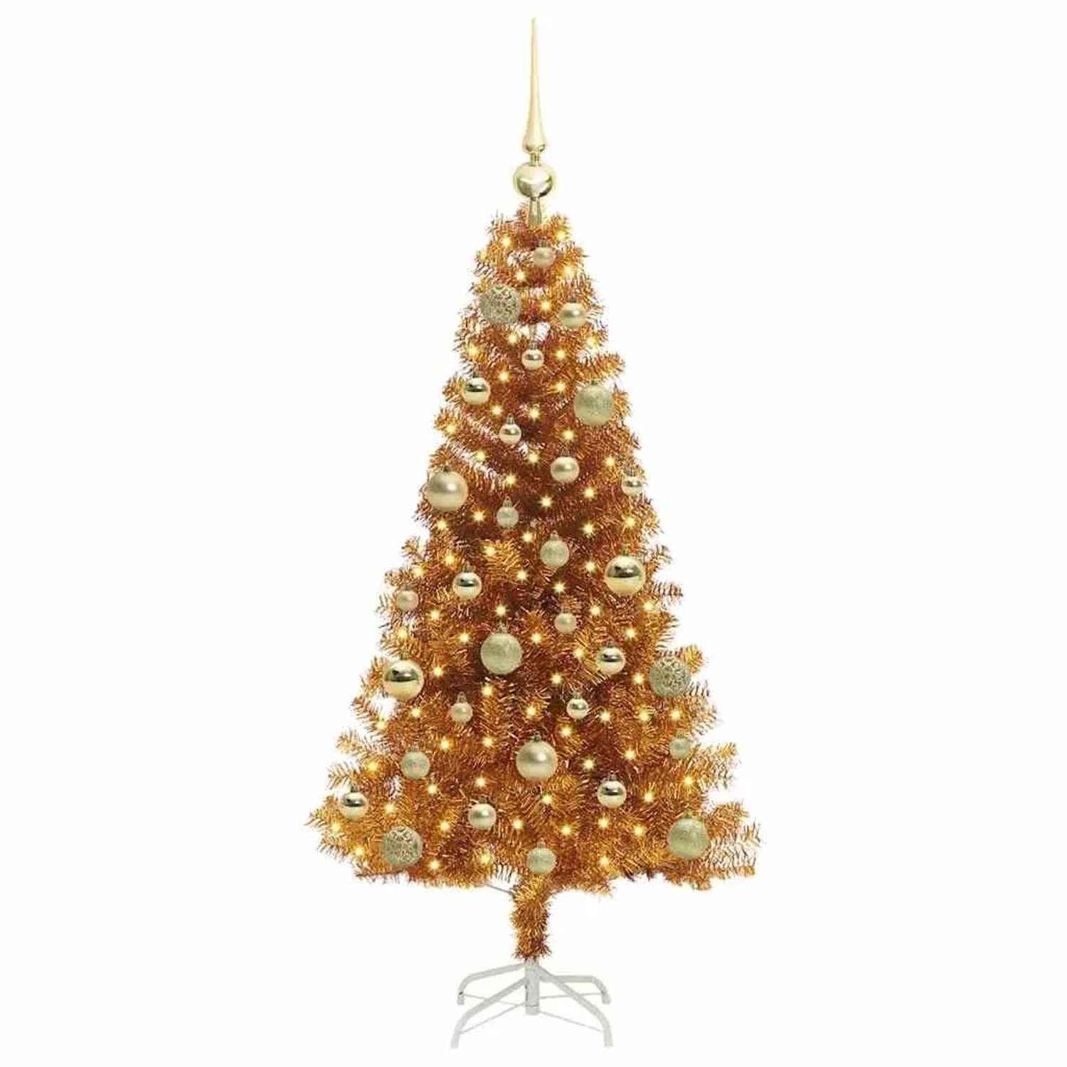 vidaXL Weihnachtsbaum mit 150 LEDs mit Ständer Gold 120 cm PET 3396607