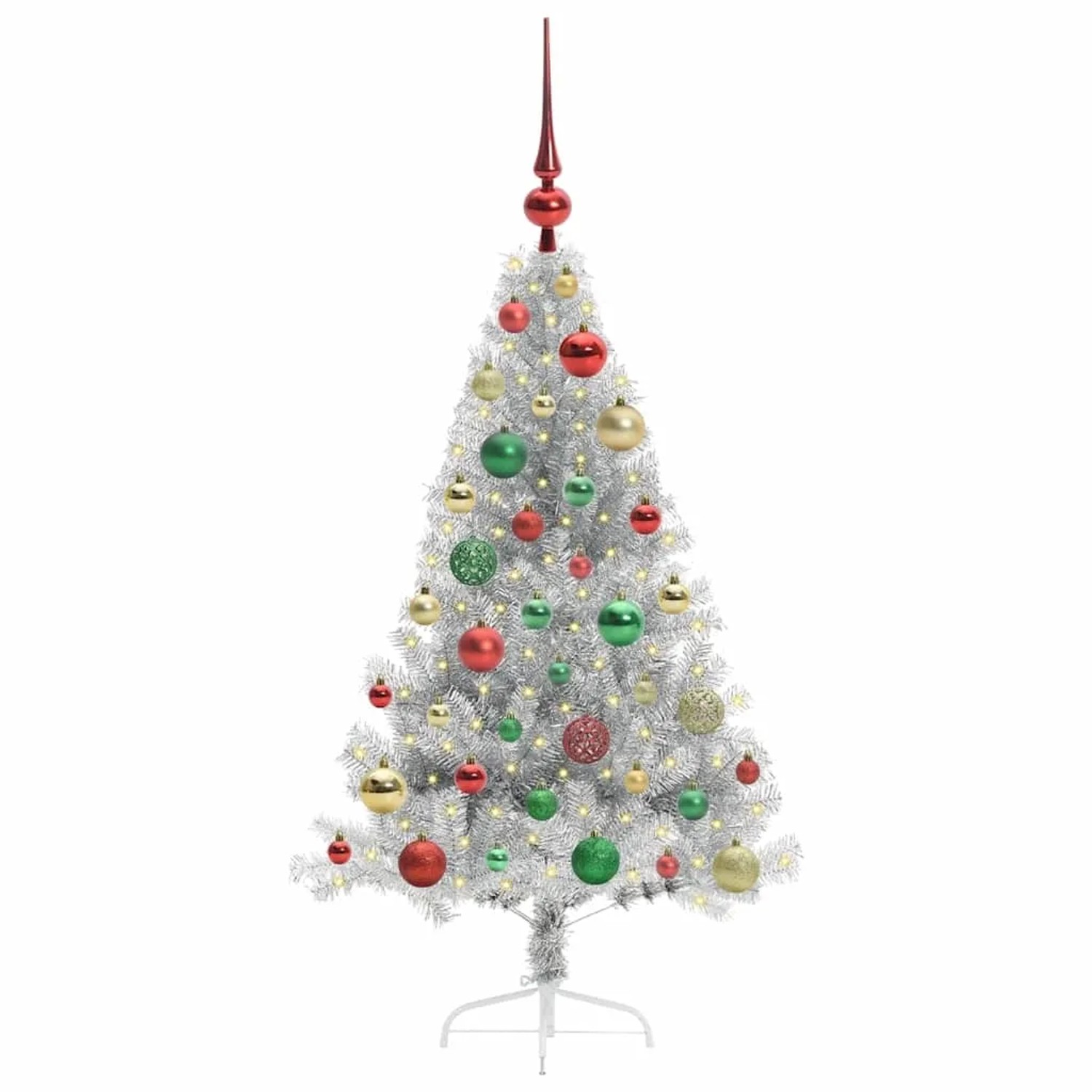 vidaXL Künstlicher Vorbeleuchteter Weihnachtsbaum Silber 120 cm 3397188