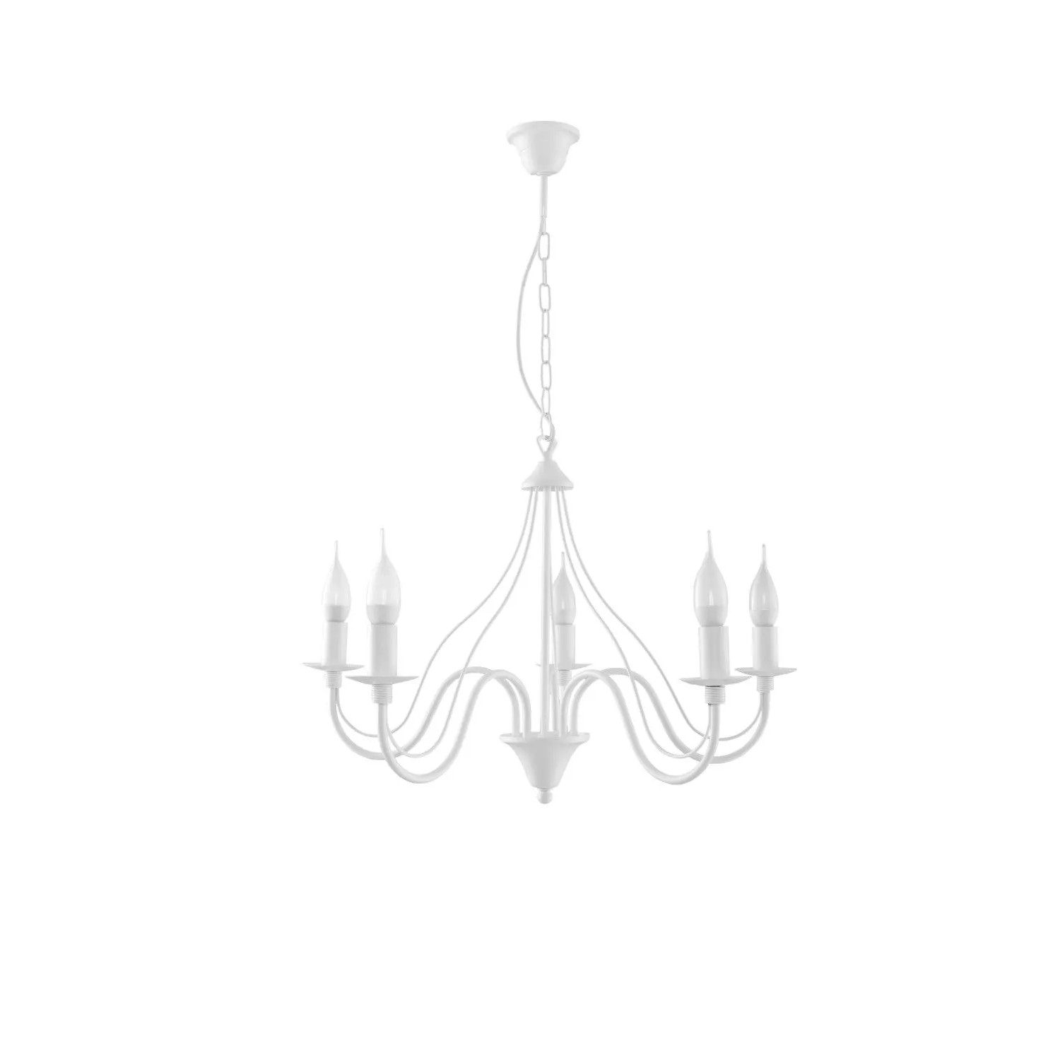 Licht-Erlebnisse Kronleuchter Metall Weiß 60 cm Breit 5-Flammig E14
