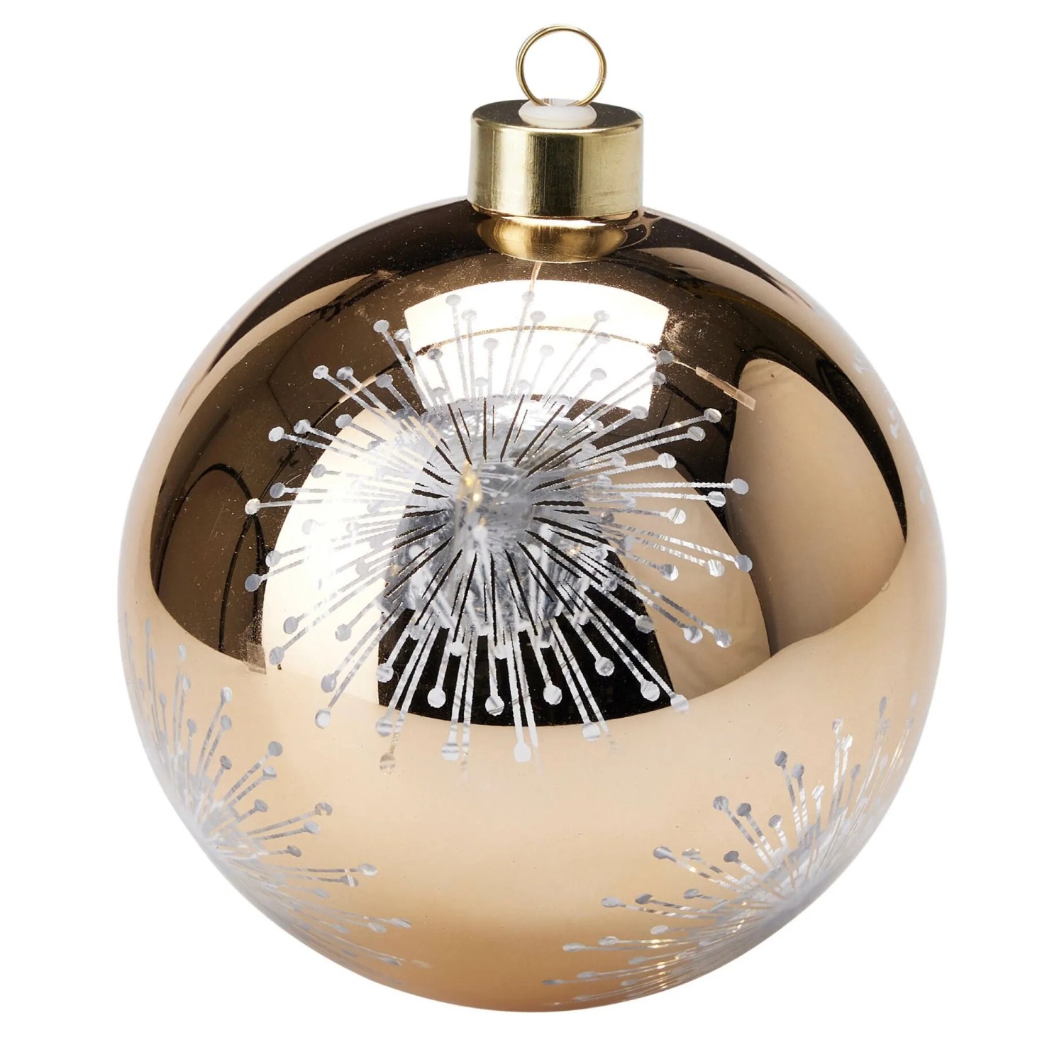 Weihnachtskugel mit Stern aus Glas 12 cm Gold