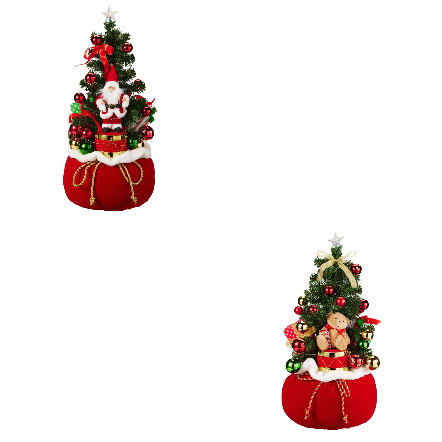 Weihnachts-Deko in Plüsch auf Holzleiter 2-fach Sortiert