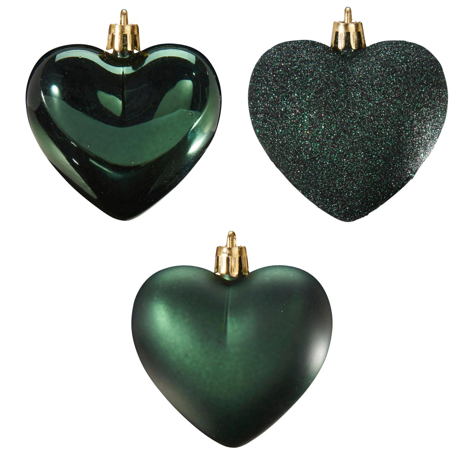 Weihnachtskugel-Set Herz Grün 16 Stück