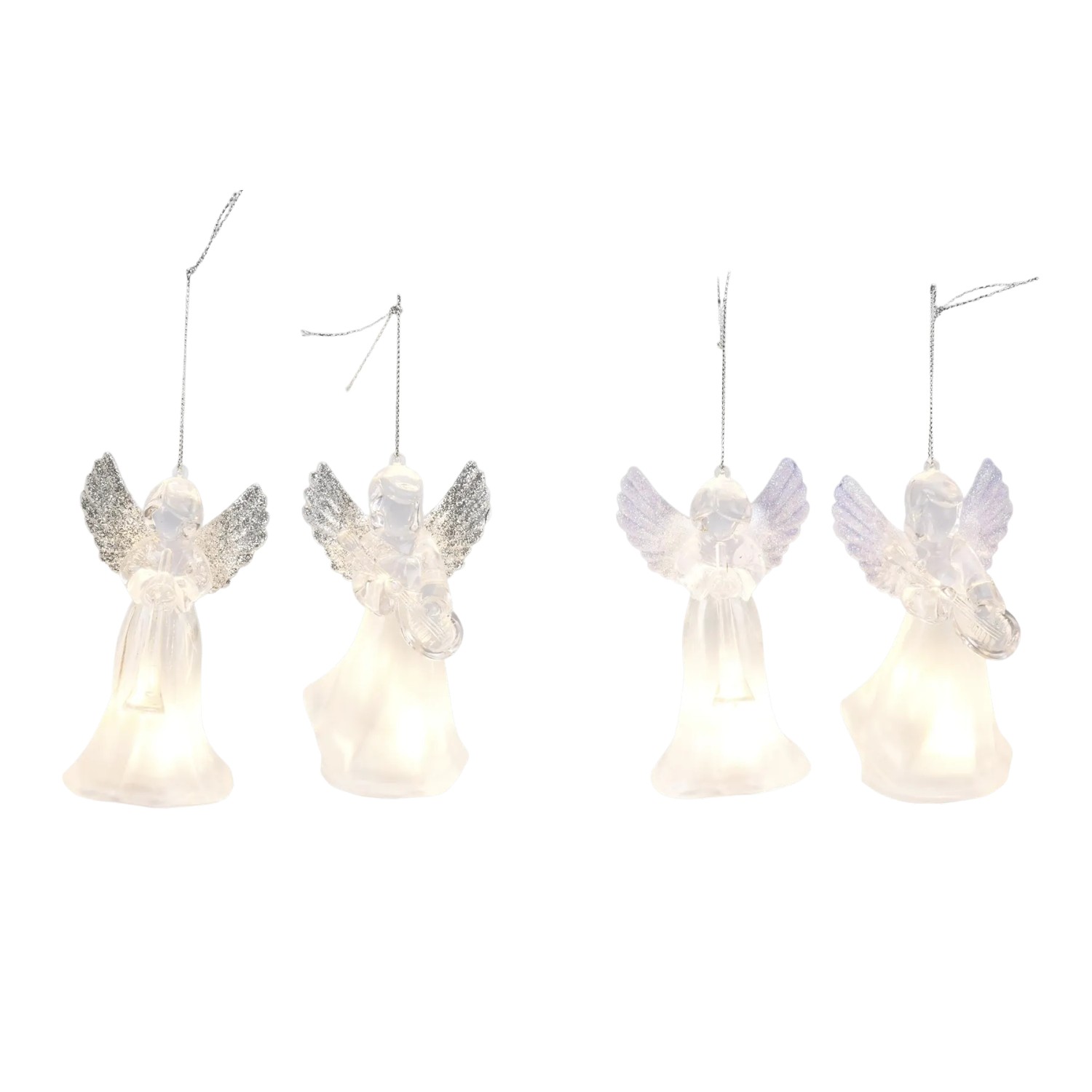 Hängedekoration Engel mit LED Warmweiß 6,5 cm x 6,5 cm x 11,5 cm 4-fach Sortiert